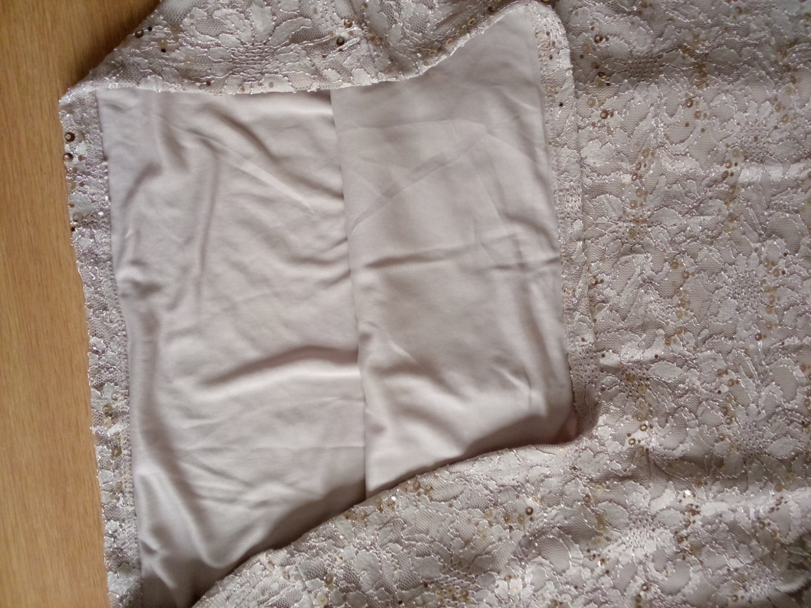 Top Beige Lace Blouse Gold Sequin Embroidered Elegant Women’s Boho Chic