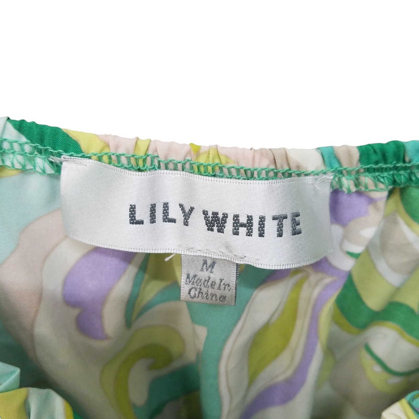 Lily White Womens Sz M Green Yellow Floral Sleeveless Blouse