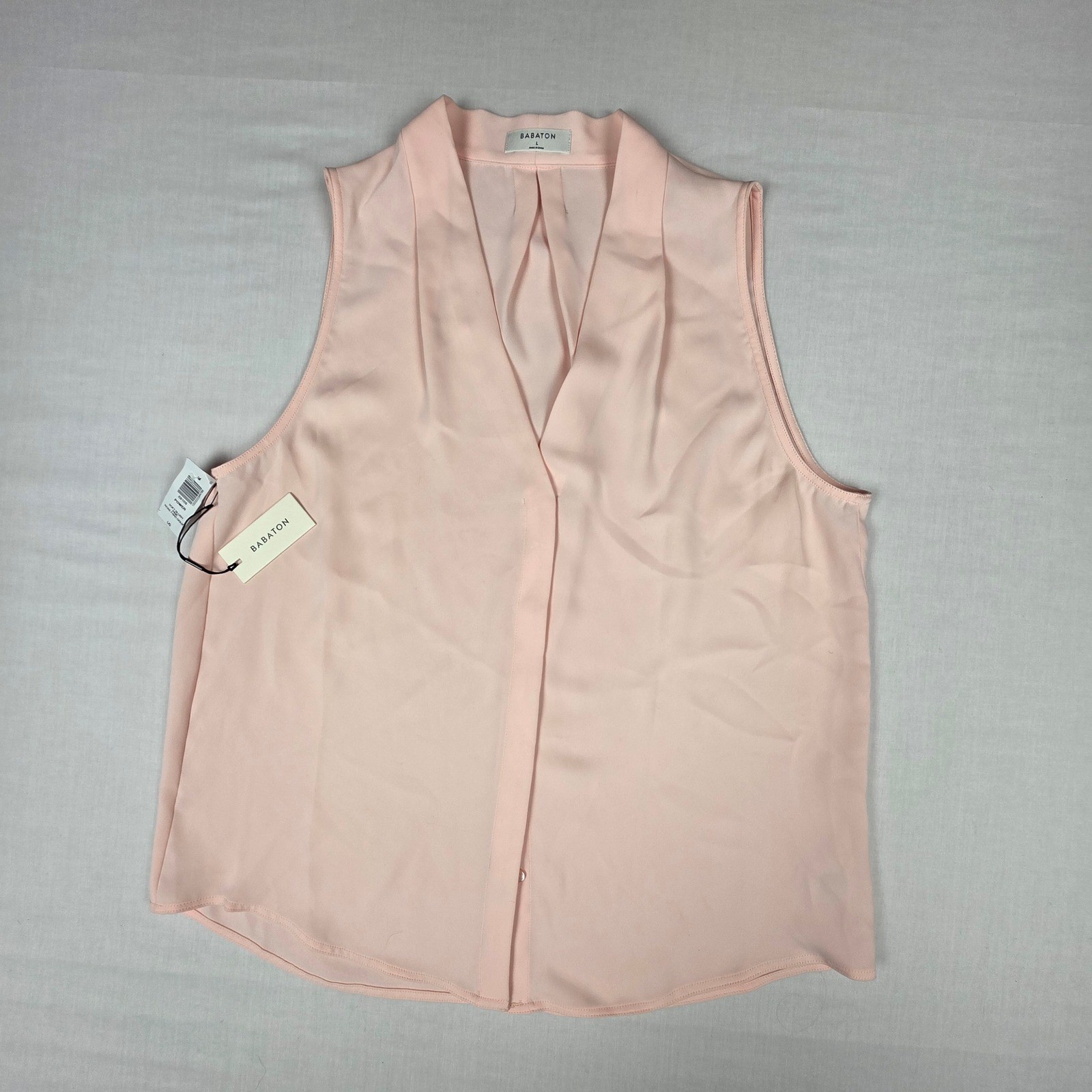 Aritzia Babaton Power Blouse Sleeveless Top Women Large Blush Pink V-Neck