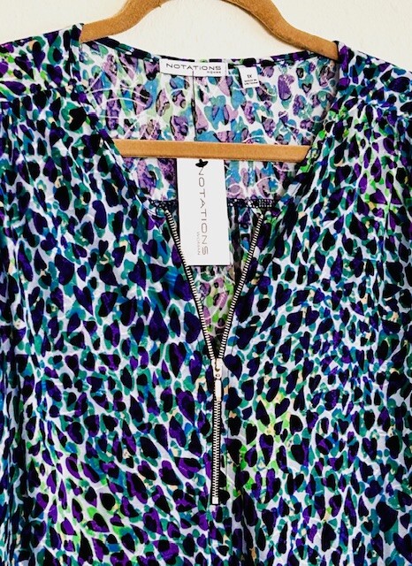 1X/2X/3X New Purple Blue Black Green Hearts Leopard Print Knit Tunic Top Tee