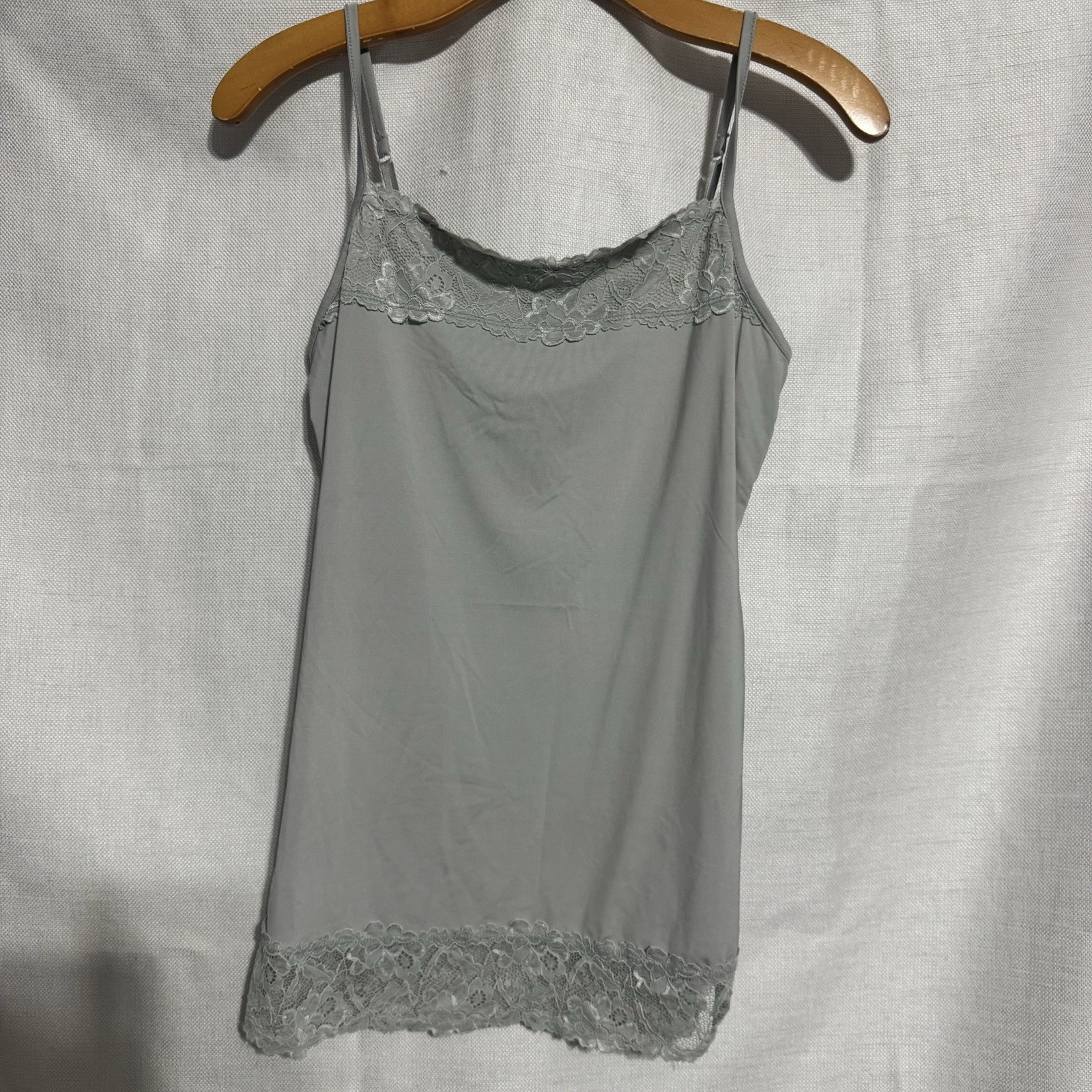 Y2K Maurice’s Gray Nylon Spandex Blend Tank With Lace Trim Women’s Medium