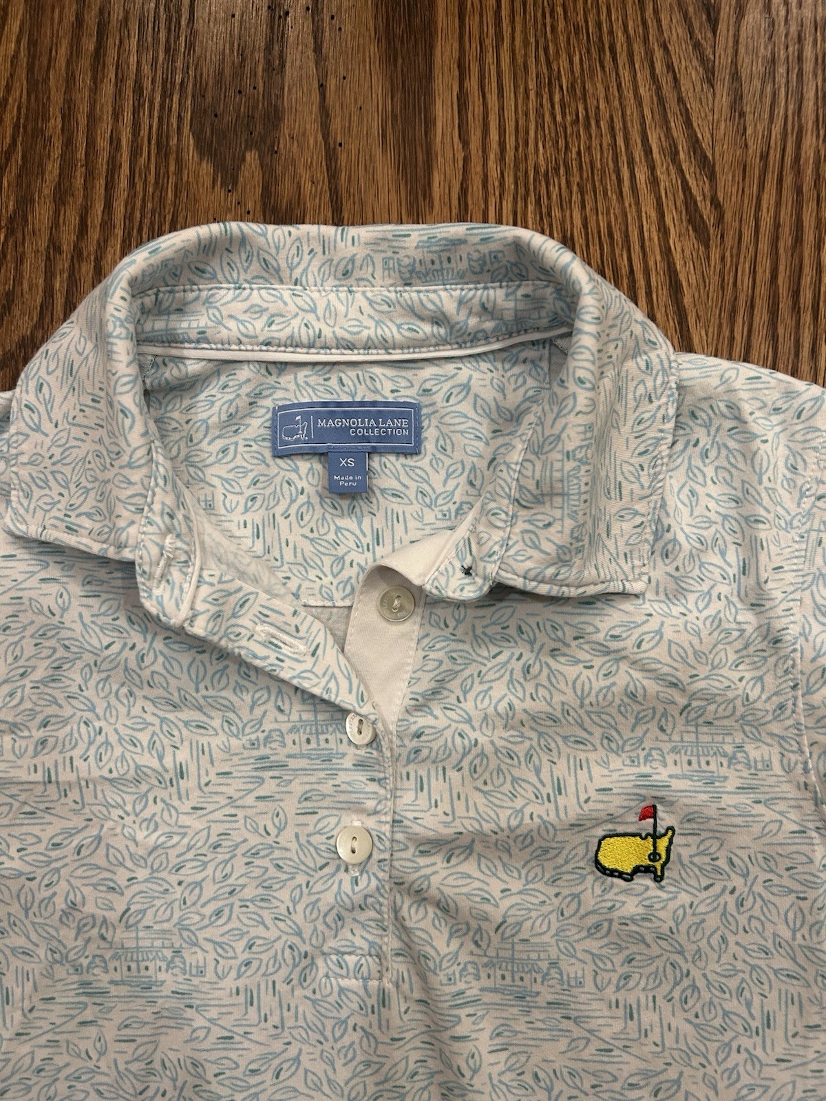 Women’s XS Masters Magnolia Lane Blue Floral Polo Augusta National