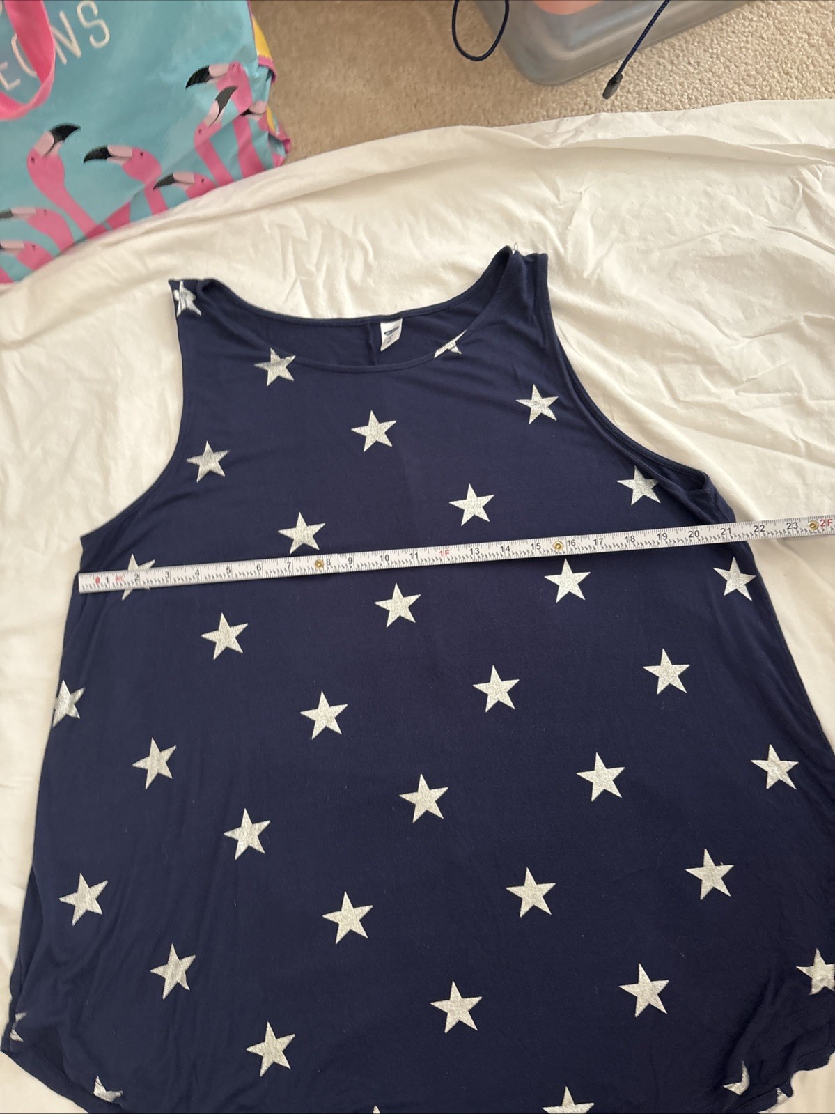 Old Navy Womens XL Tank Top Navy Blue White Stars Sleeveless Swing style