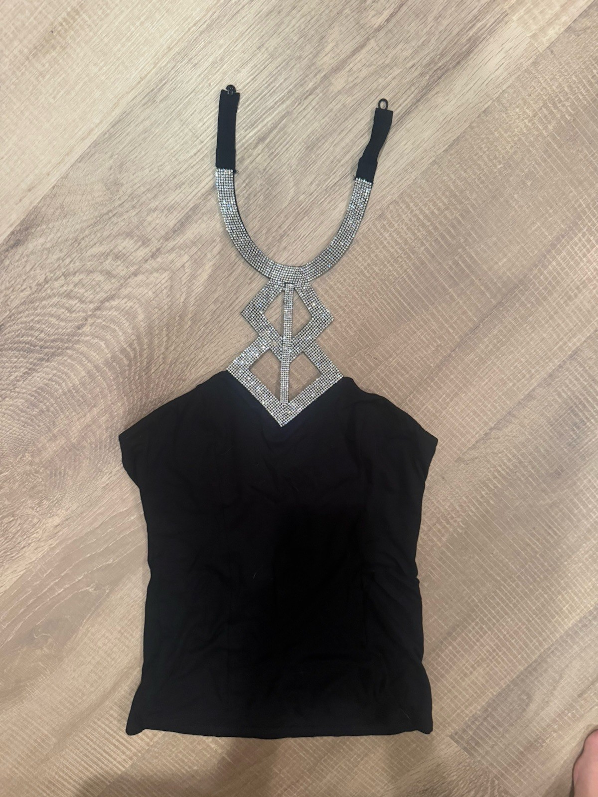 VENUS Black Halter Strap Camisole Tank Top, Solid Sleeveless Womens XS