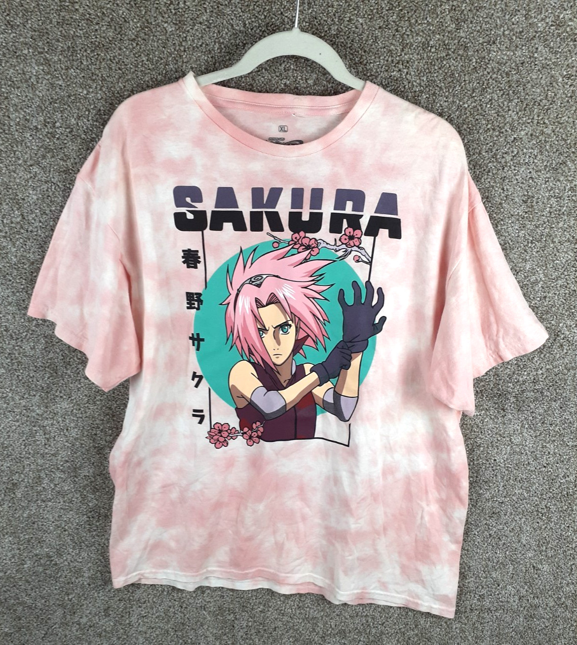 Sakura Anime Manga Shippuden Ripple Junction T-Shirt Womens XL Pink Tie Dye NWOT