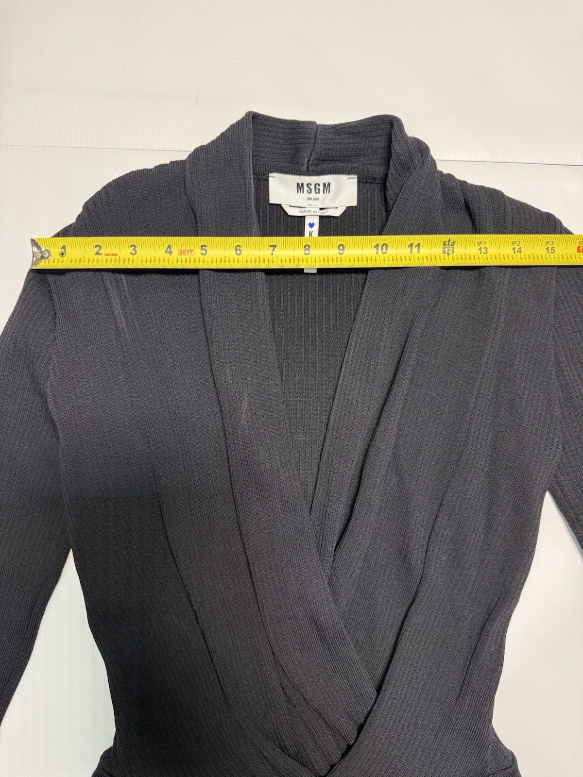 MSGM Milano Black Knit Wrap Bodysuit Long Sleeve Size M Italy #3