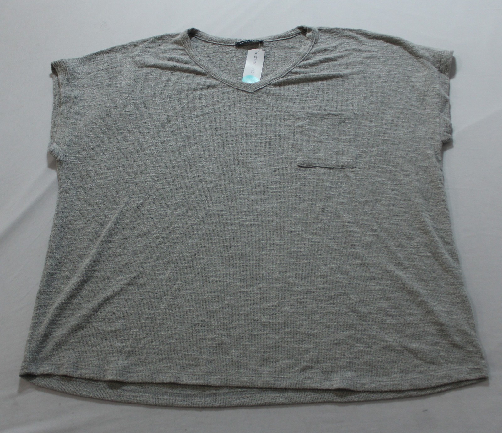 Staccato Women’s Calianna V Neck Sweater Knit S/S Tee EJ3 Gray Size 2X NWT