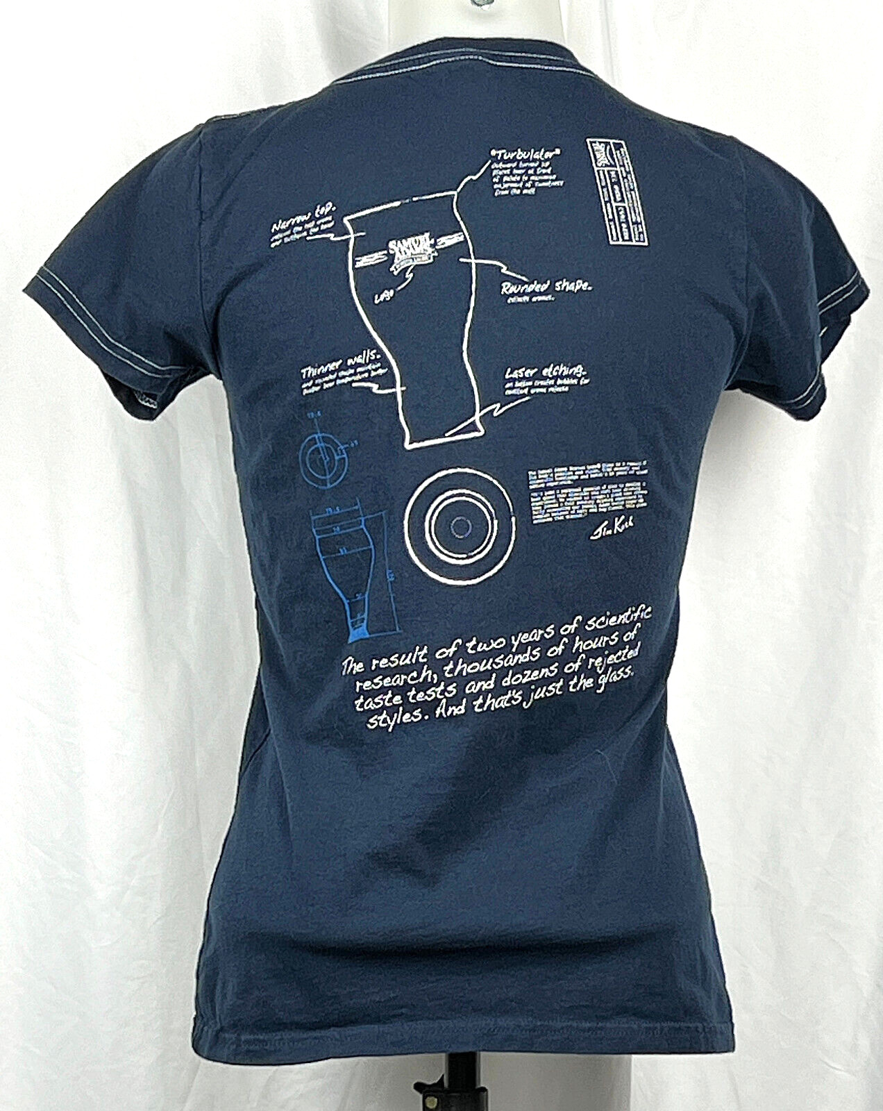 Samuel Adams Boston Lager Blue Glass Patent Graphic T-Shirt Women’s Slim Fit M