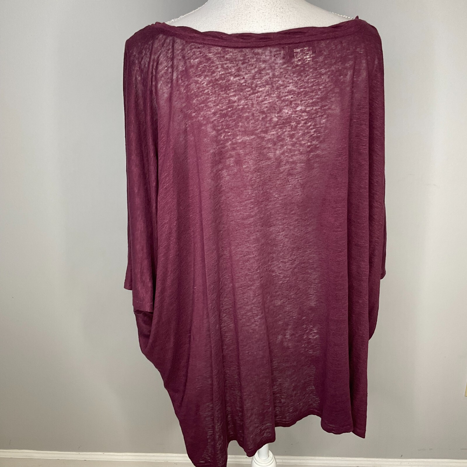 ACNE STUDIOS Top Womens Size Small Zorah T Shirt Purple Linen Oversized Sheer