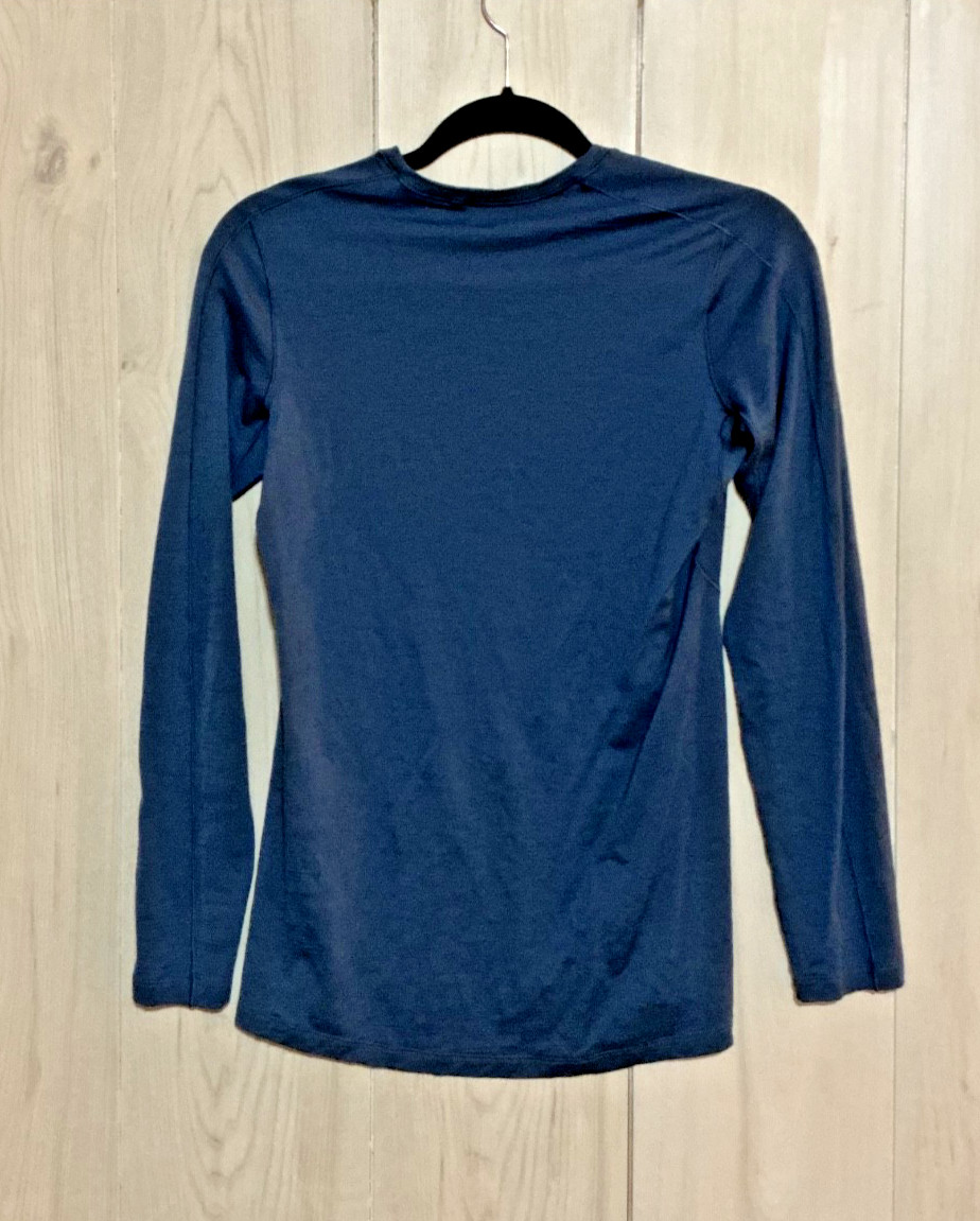 REI Co-op 100% Merino Wool Base Layer Shirt Womens S Blue Green Long Sleeve