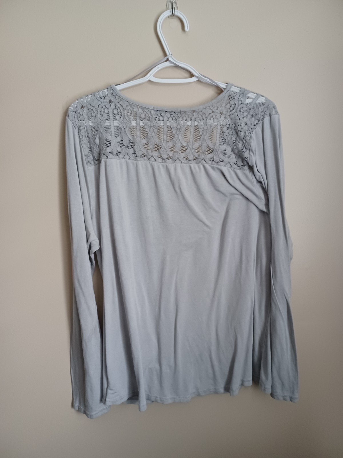 Women’s Size XXL Knox Rose Bluish Gray Rayon Spandex Long Sleeve Lace Shirt Top