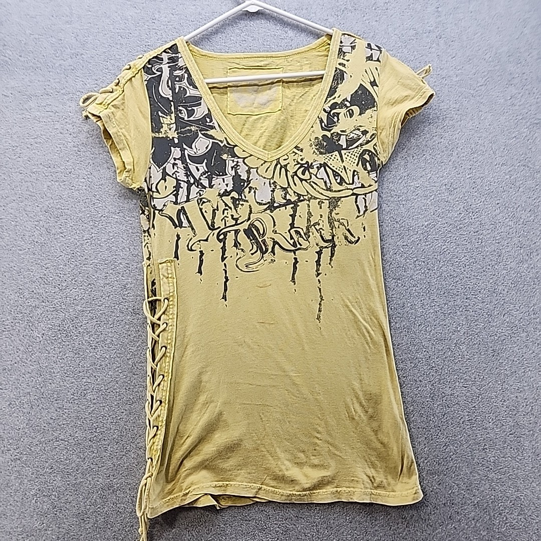Treason Rock Dress Yellow Gray And White Embellished Size Medium