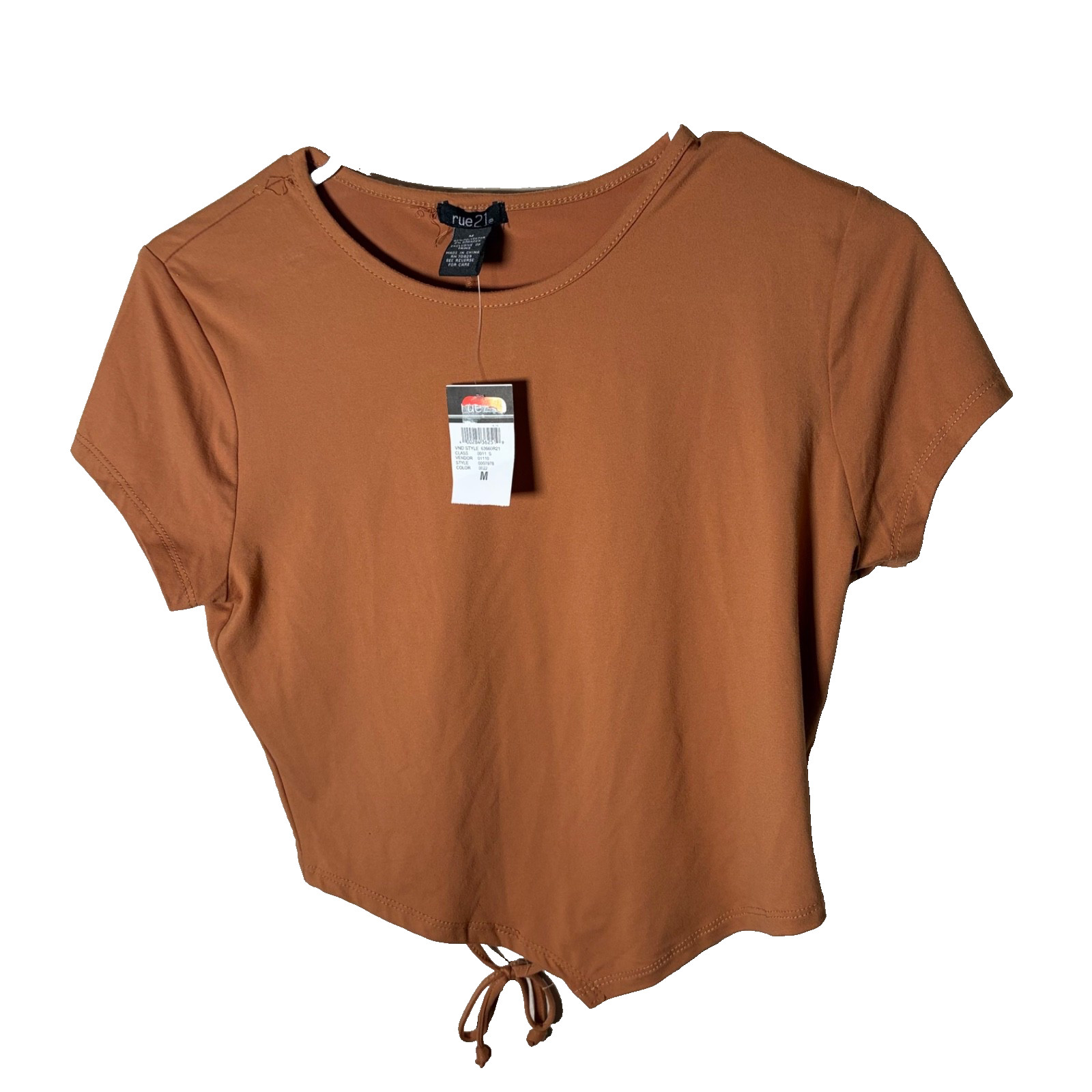 Rue 21 T-Shirt Women’s Medium Open Back Cropped Tie Short Sleeve Top
