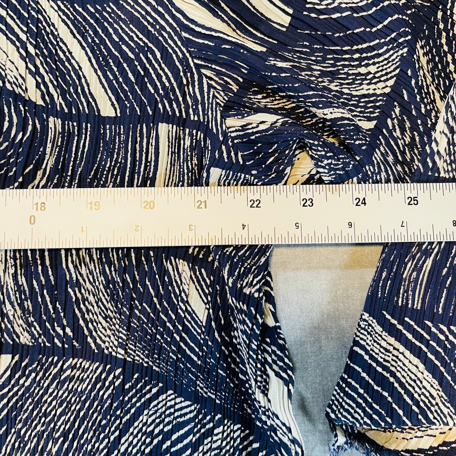 Judith Hart Pleated Navy Blue Abstract Button Up Blouse Plus Size 1X
