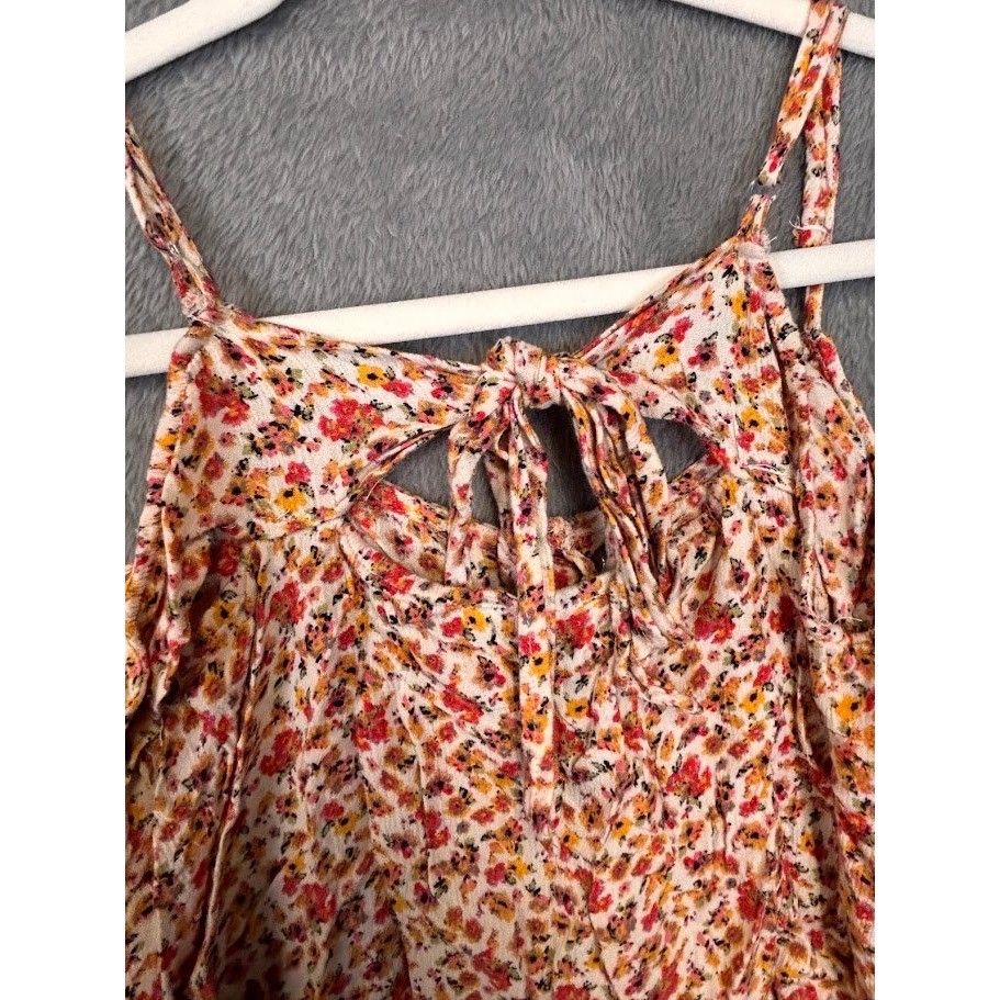 Daytrip Womens Floral Button Front Cami Top Orange Red Yellow Boho Size Large