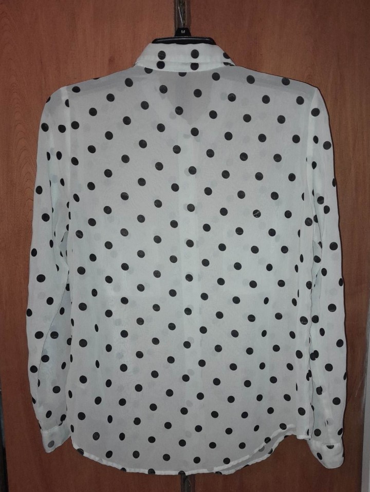 Women’s/ JR Misses Long Sleeve Sheer Polka Dot Blouse M (American Apparel)