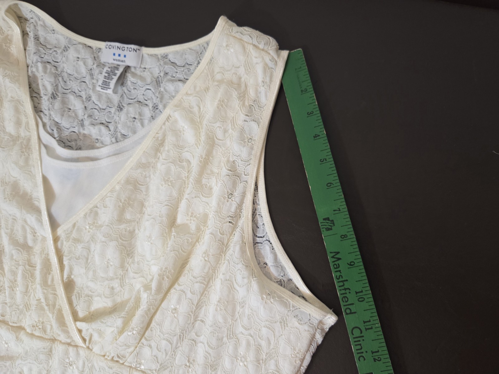 Covington Womens Plus Size 2x Cream Lace Sleeveless Blouse 2fer New Nwt