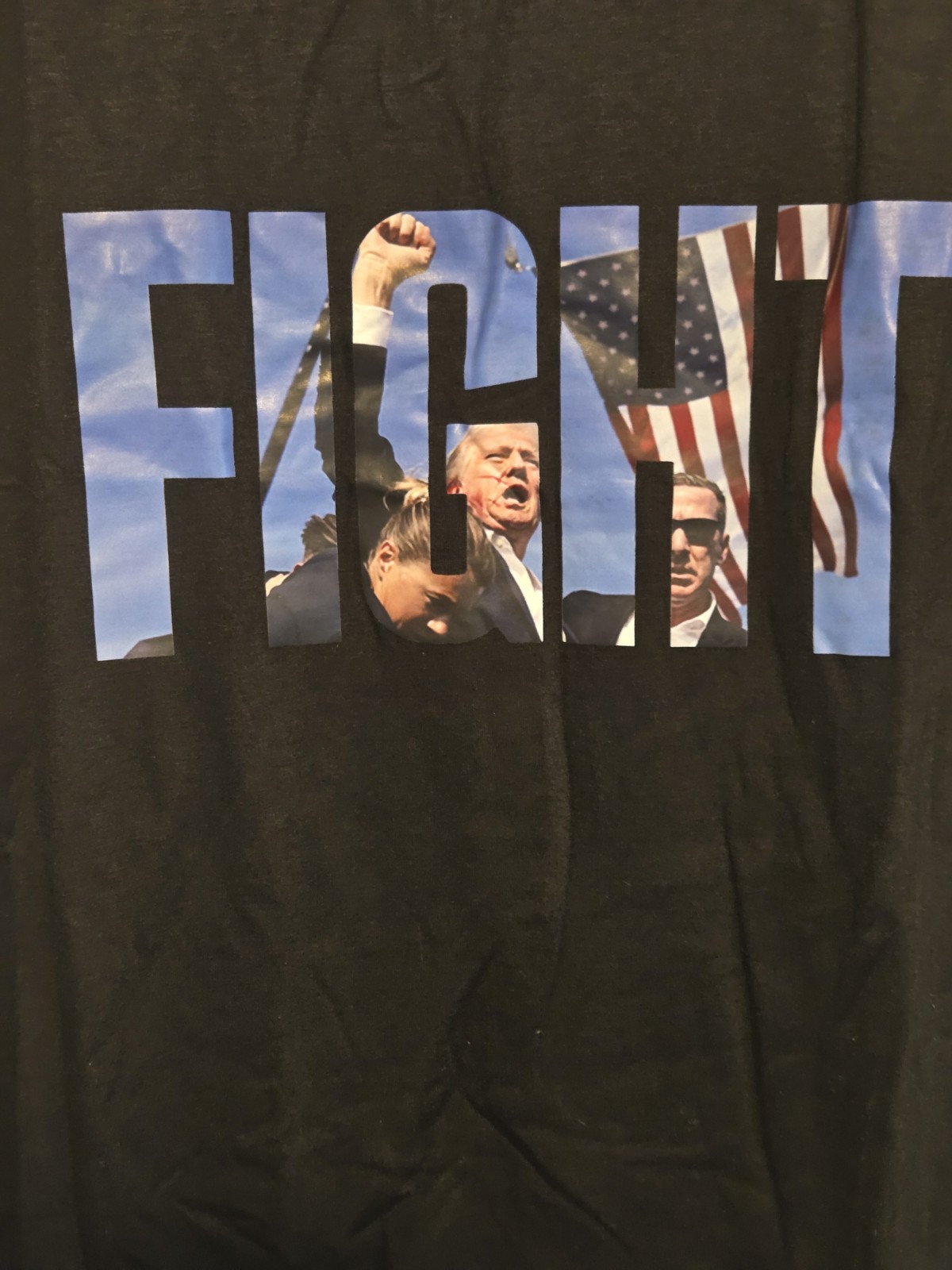Black Donald Trump Fight Graphic T-Shirt- Size Large