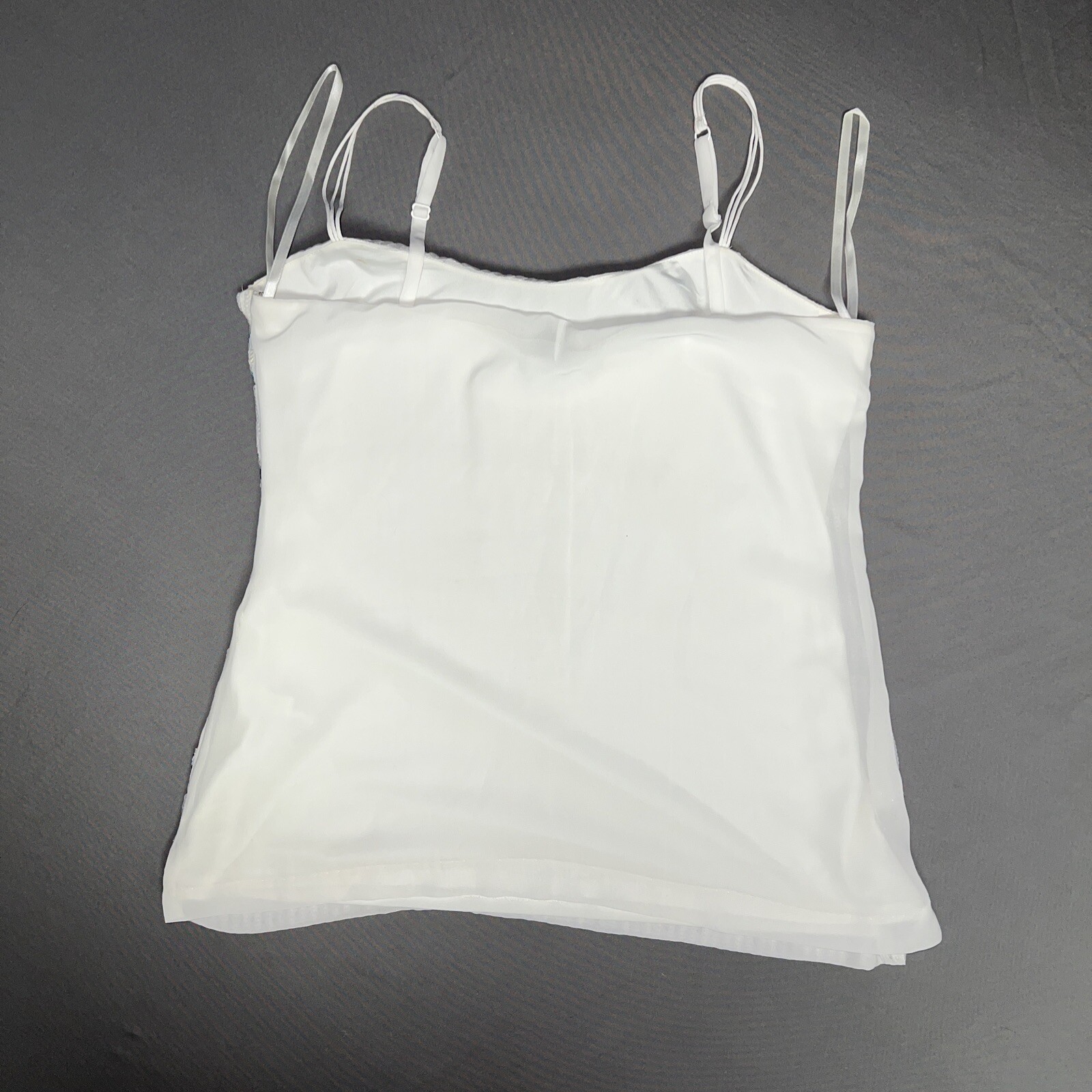 White House Black Market Womens Camisole Shirt S White Blue Gray Sequins -3231