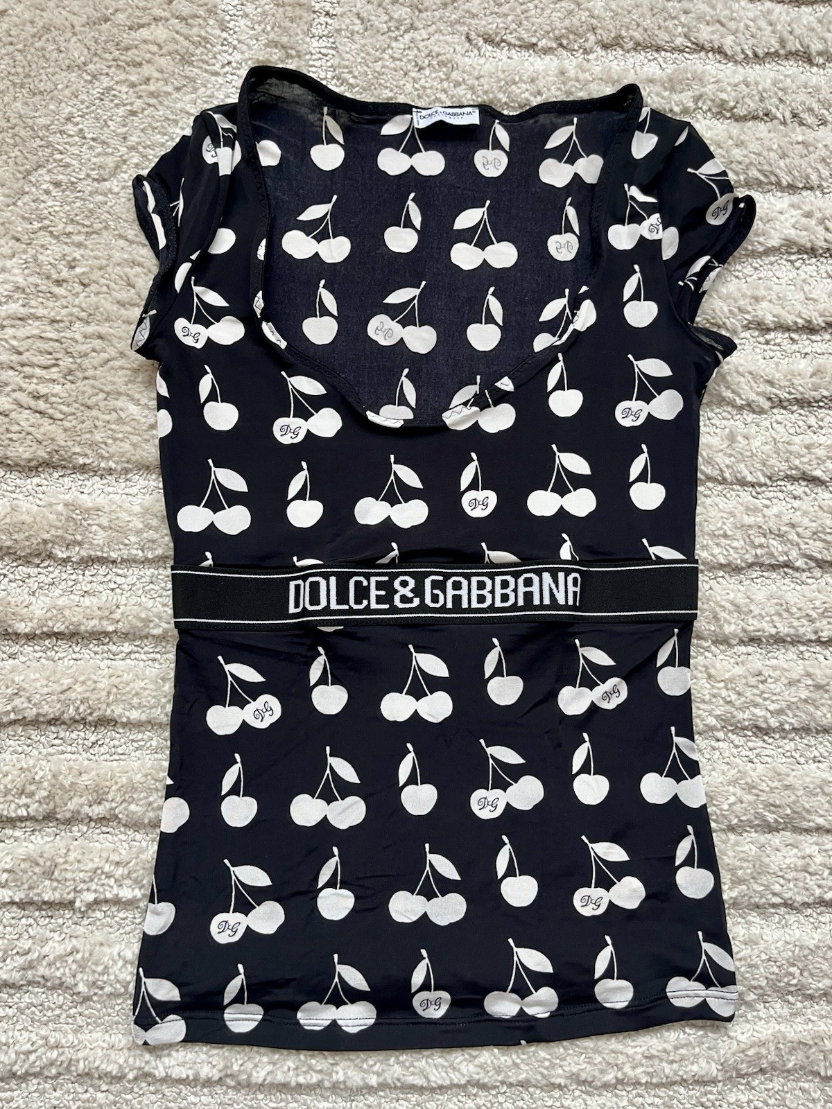 Dolce Gabbana Black and White D&G Top Cherries