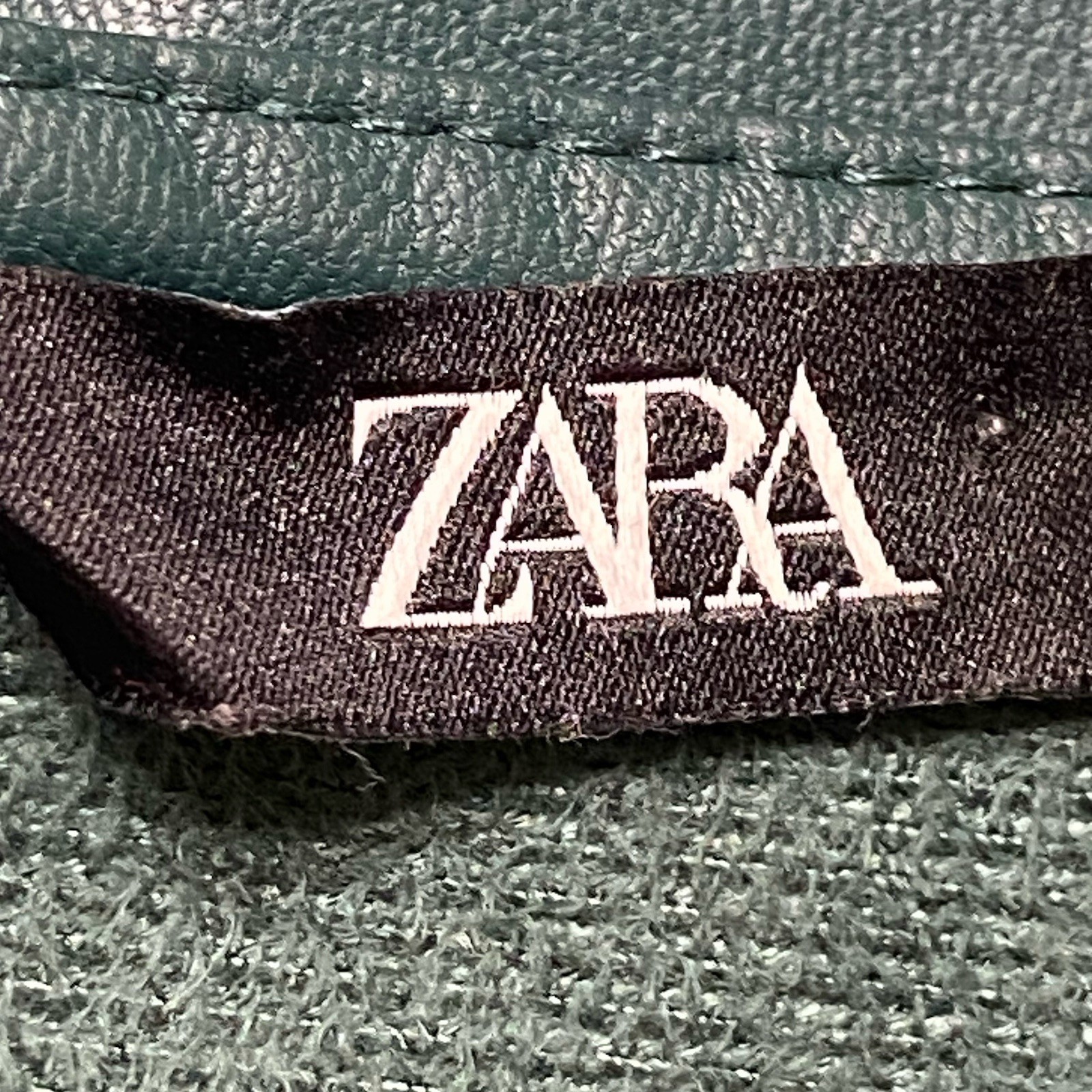 Zara Women’s Large Emerald Faux Leather Cropped Top Capsule Minimalist Chic Luxe