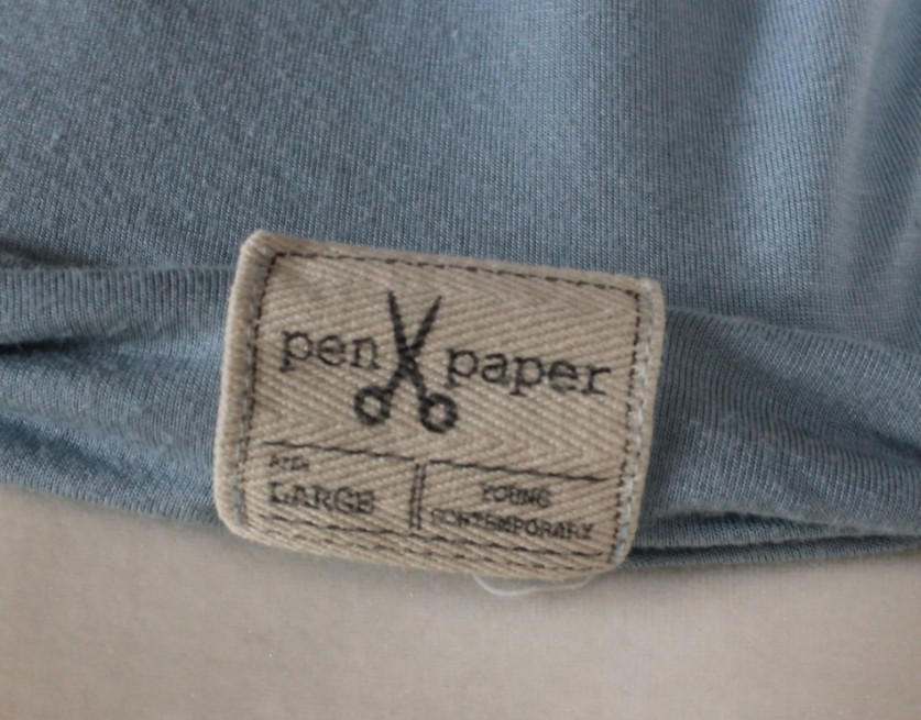 Pen & Paper Light Blue Tube Top Woman Size Large Built in Bra Stretch Comfy