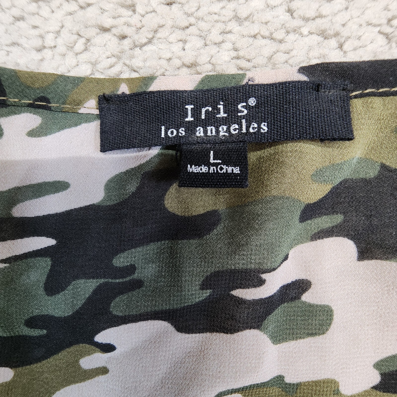sleeveless top army Green sheer-back Olive Green Large Studded Camouflage