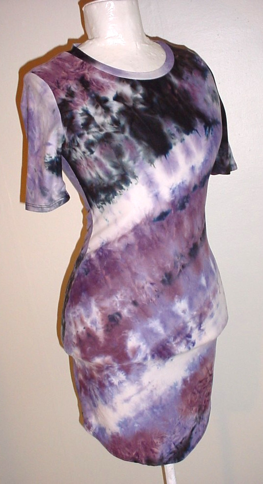 Derek Heart Wiggle Minidress Long Top Size Small Tie Dye Stretch Short Sleeved