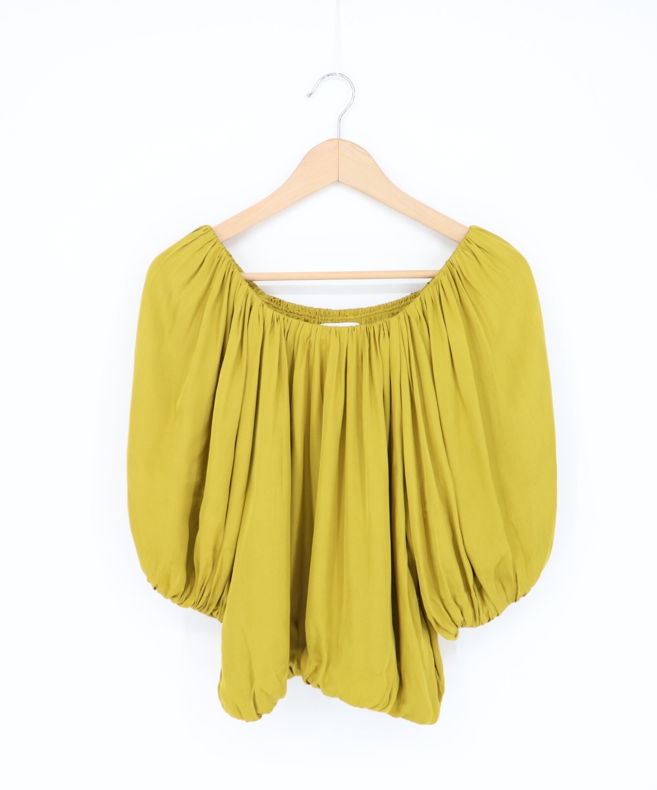 VELVET By Graham & Spencer Tami Satin Puff Sleeve Top Sundial S $229 F1