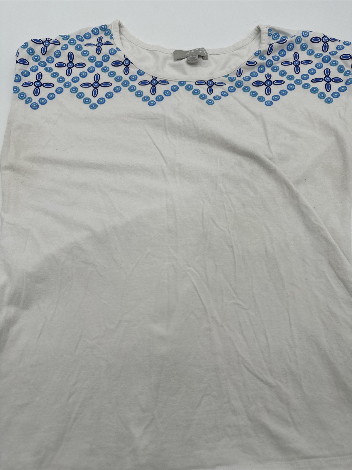 Carolyn Taylor Blouse Women Large White Graphic Print Logo…#6200