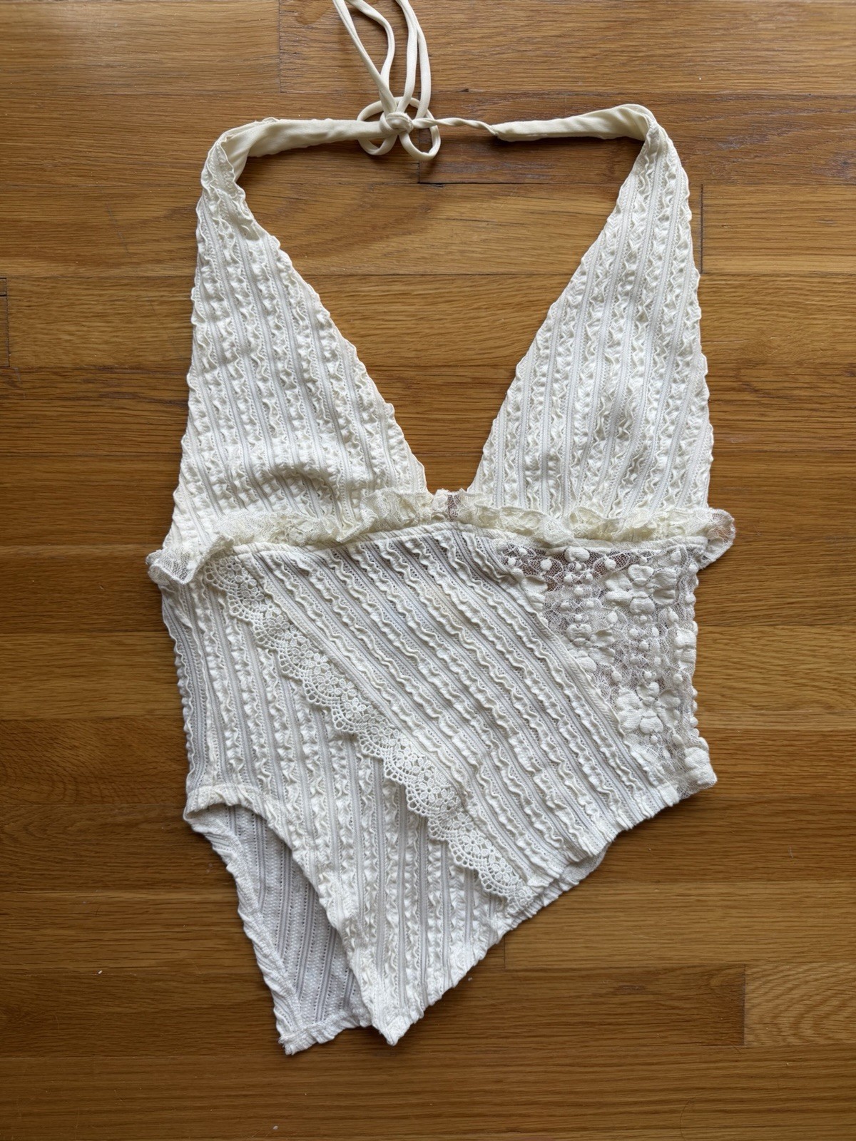 West of Melrose White Lace Halter Tank Top – Size M