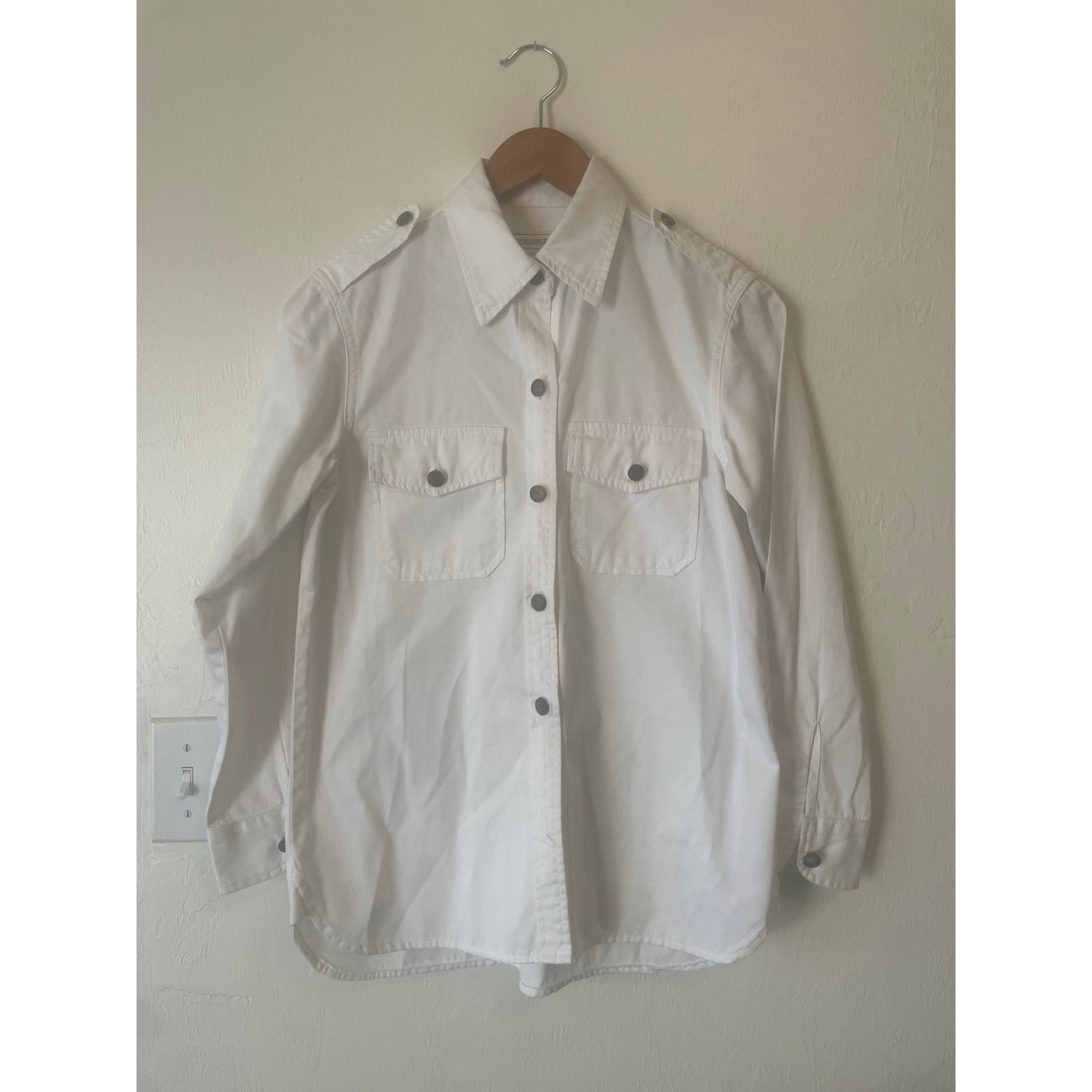CURRENT ELLIOTT $198 The Perfect Shirt (Shacket) in Sugar White Size 0