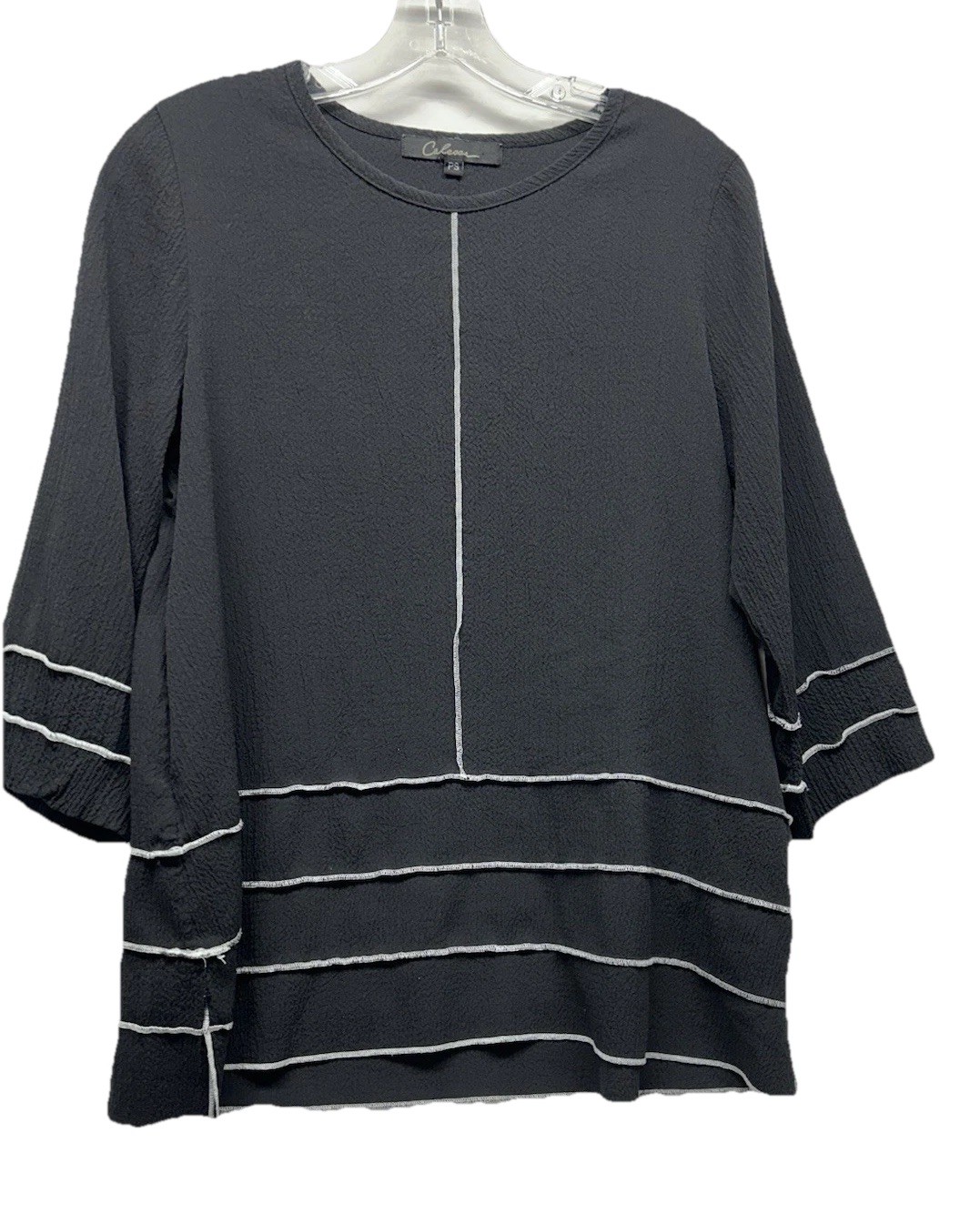 Caleesa Women’s Black PS Rayon Blend Tunic Blouse Top (E7)