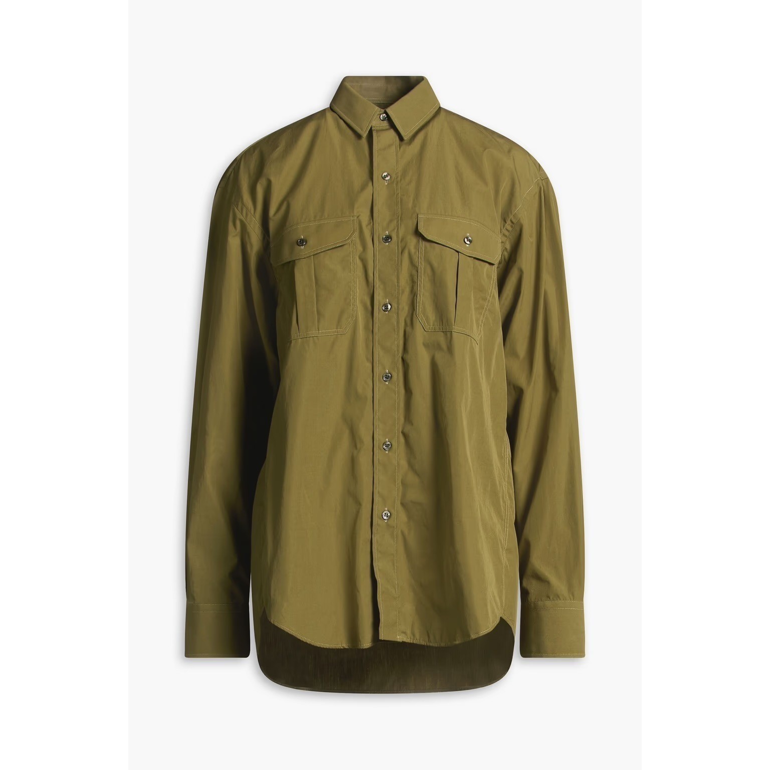 WARDROBE.NYC Army Green Cotton Poplin Cargo Shirt W5002_R03 Medium