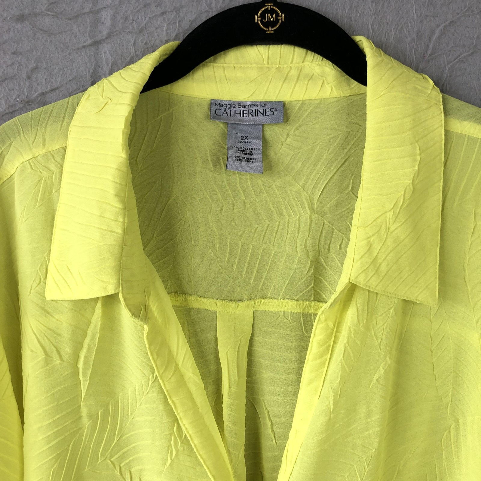 Neon Yellow Shirt Womens 2X Yellow Button Front Blouse Tunic Bold Summer