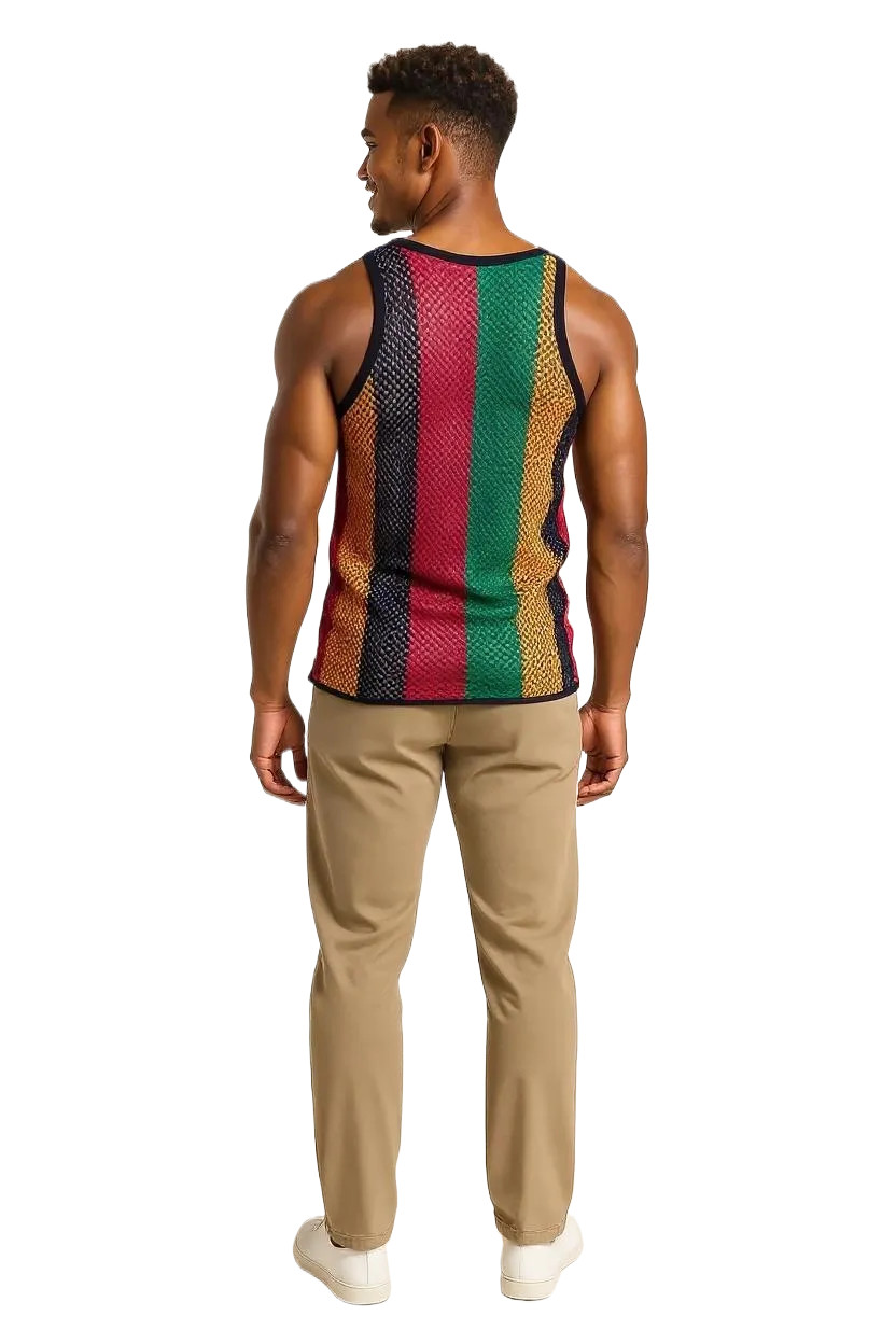Rasta String Mesh Vest Cotton Rasta Fishnet Unisex Fitted Net Muscle GymTank Top