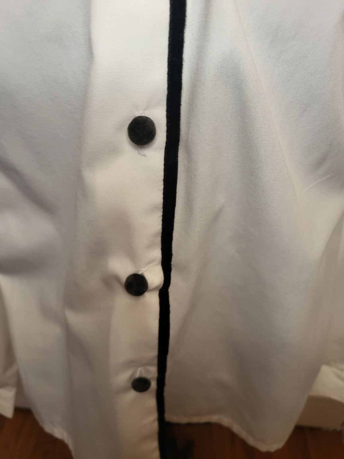 Vintage 90s Koret Petites White Button Up Black Velvet Trim MP Classic Preppy