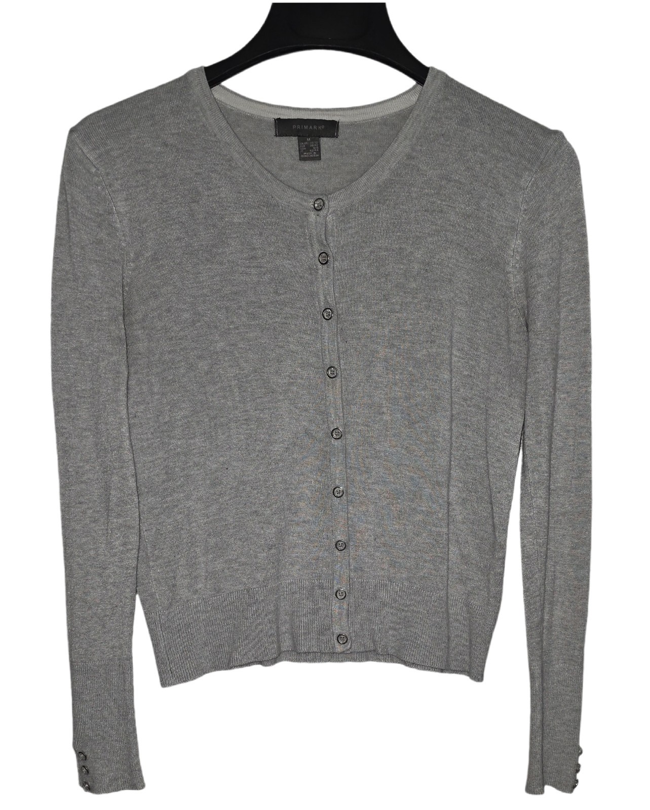 Primark Light Gray Long Sleeve Button Up Knit Sweater Women’s Size M