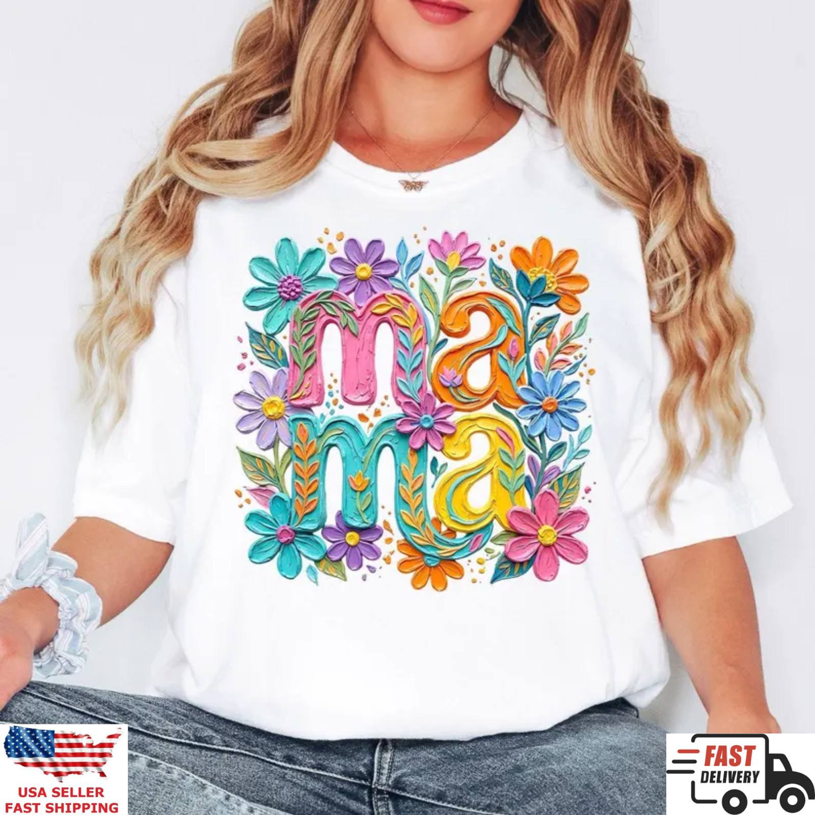 Floral Mama Shirt Mothers Day Gift Cute Colorful Flower Tee