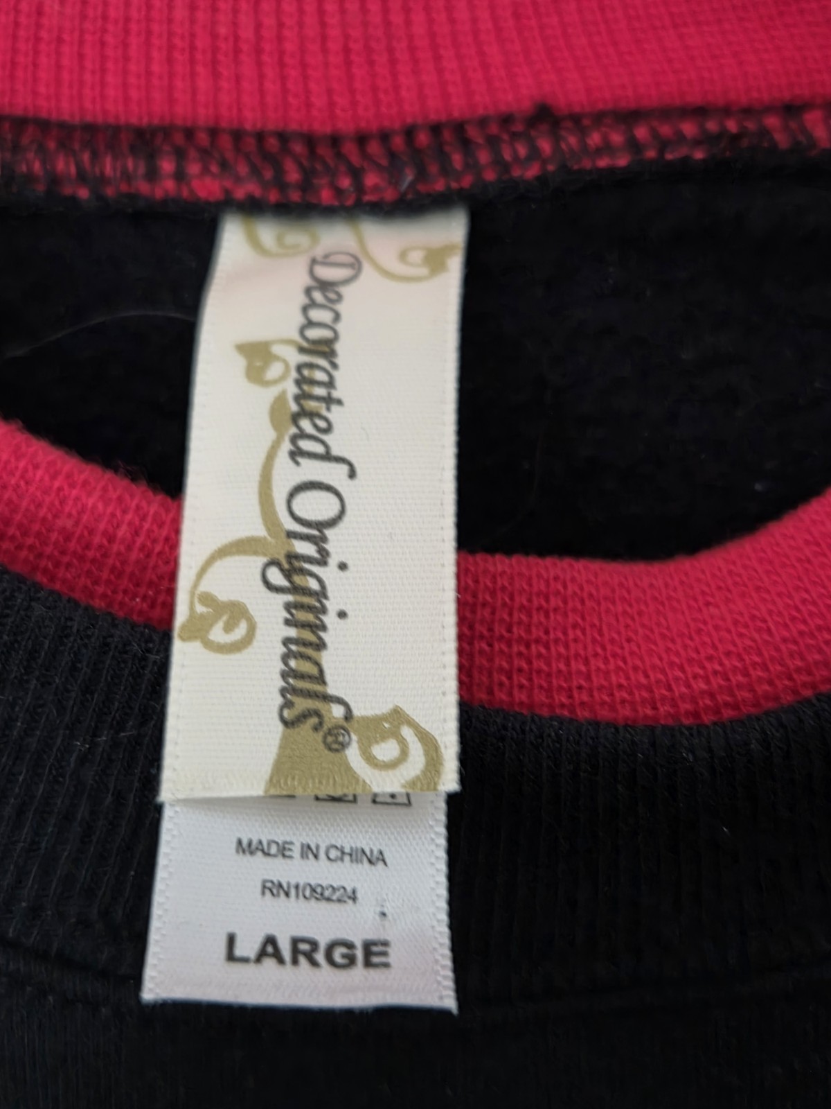 Decorated Originals Black Sweatshirt Crewneck w/ Cardinal Birds Christmas Large