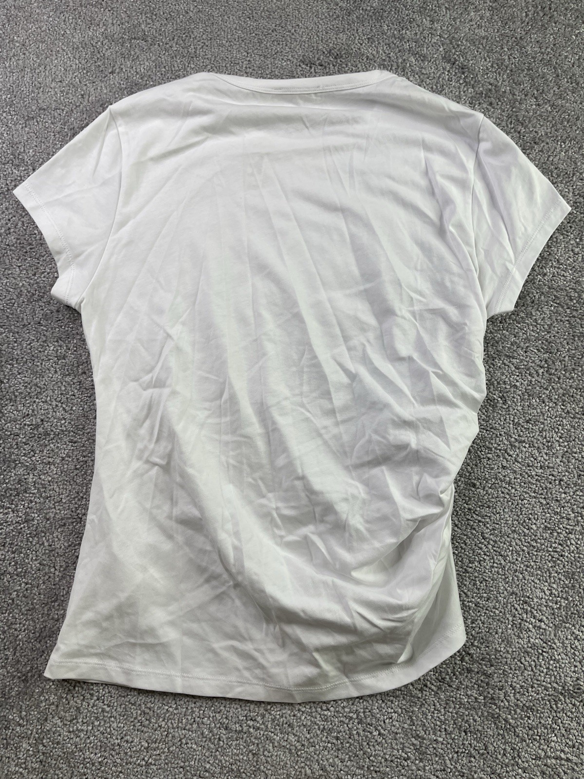 Madewell Asymmetric Ruched Tee in Allday Jersey Large White Short Sleeve
