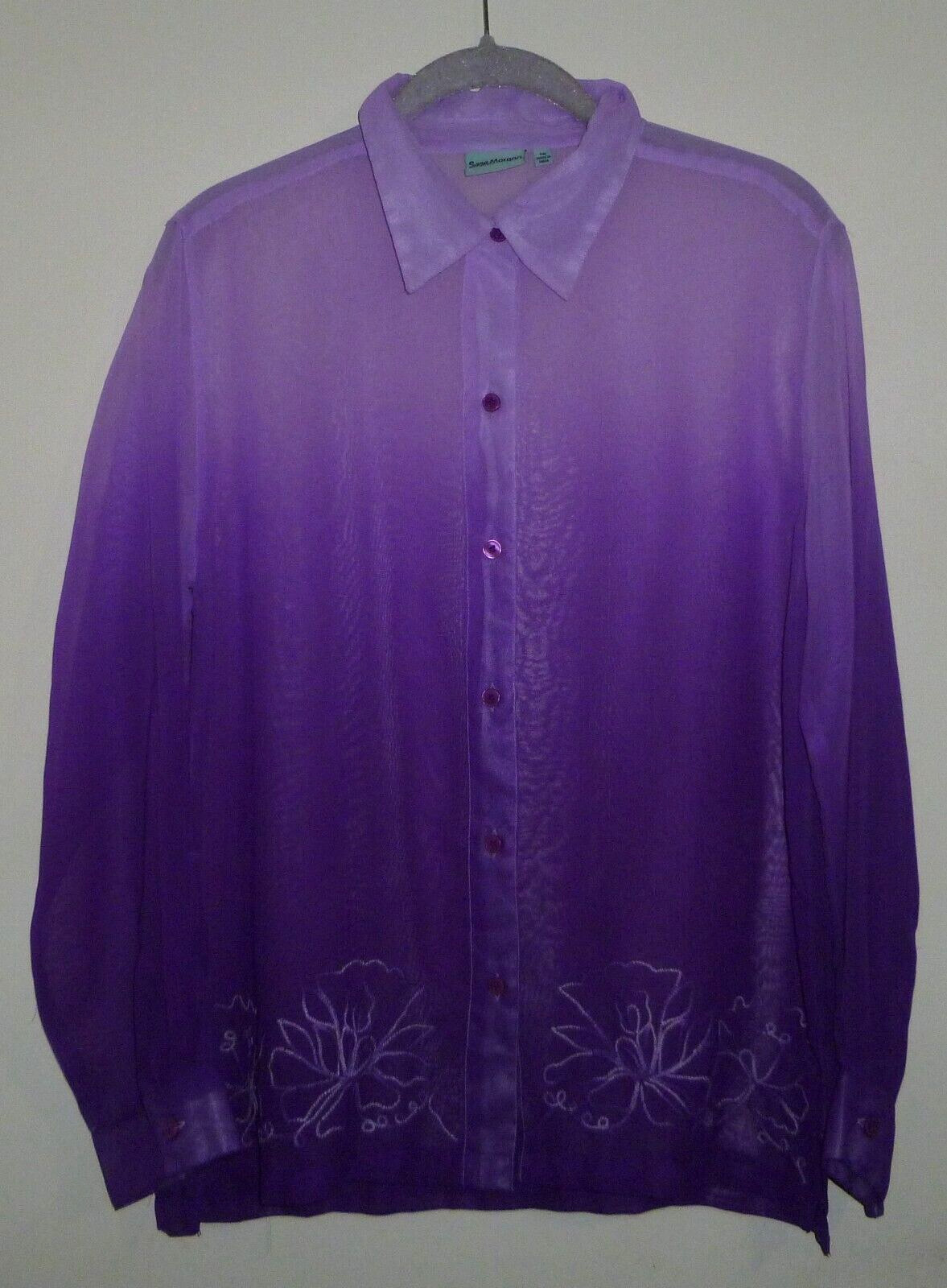Ombre Purple blouse size PM Sara Morgan long sleeve top