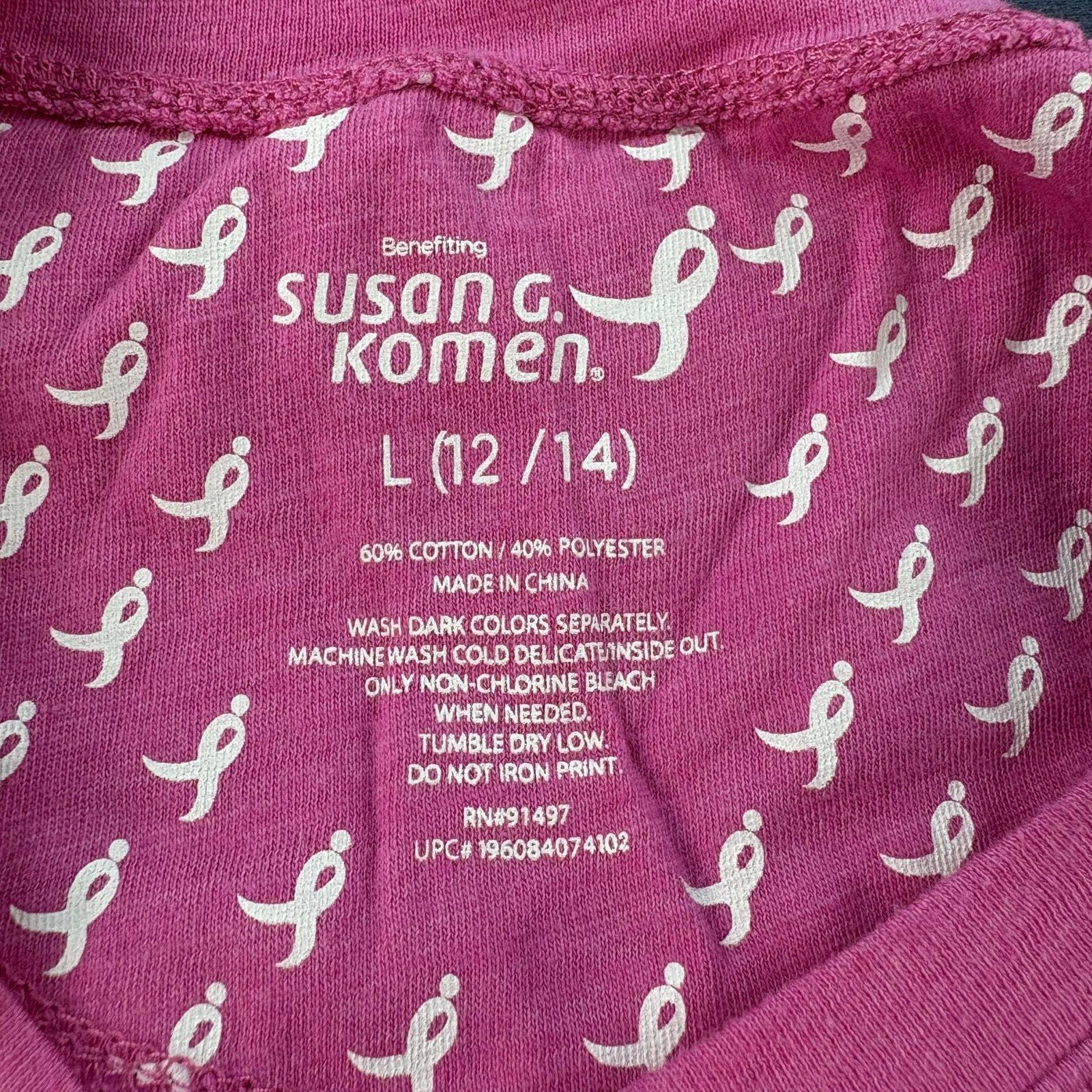 Susan G. Komen Shirt Womens Large Pink Faith Hope Fight Breast Cancer Tee