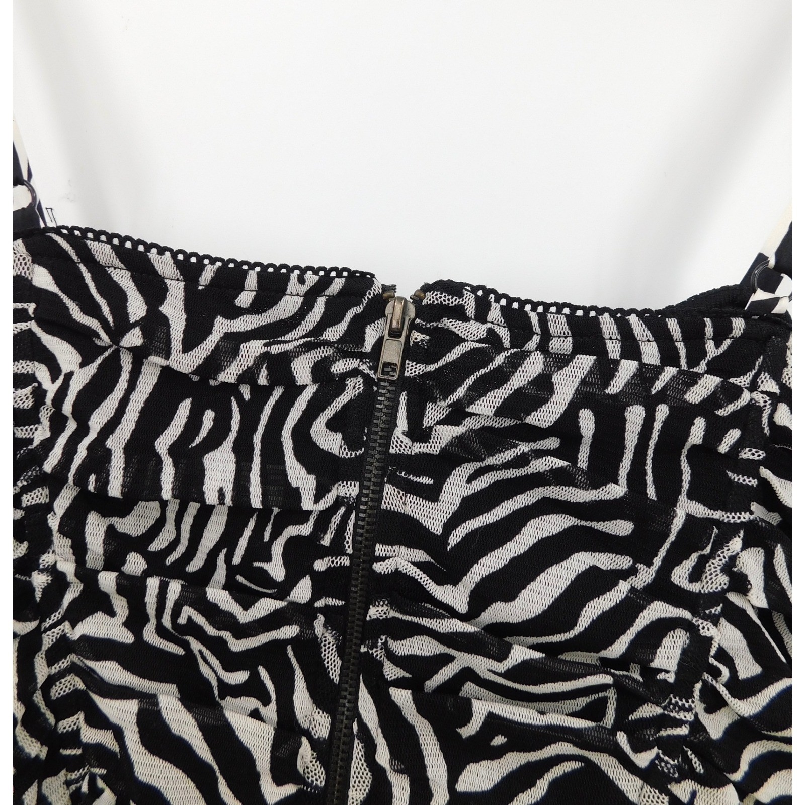 Alberto Makali Zebra Print Corset Top Lace Up Front Ruched Size M Y2K