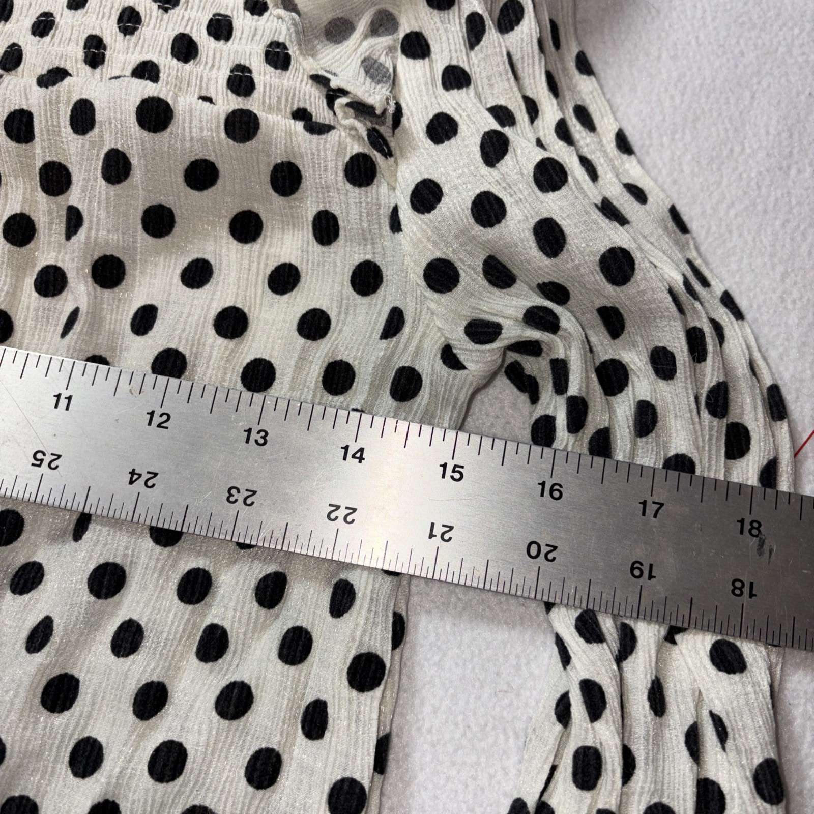 Blu Pepper Long Sleeve White W/black Poka Dots M