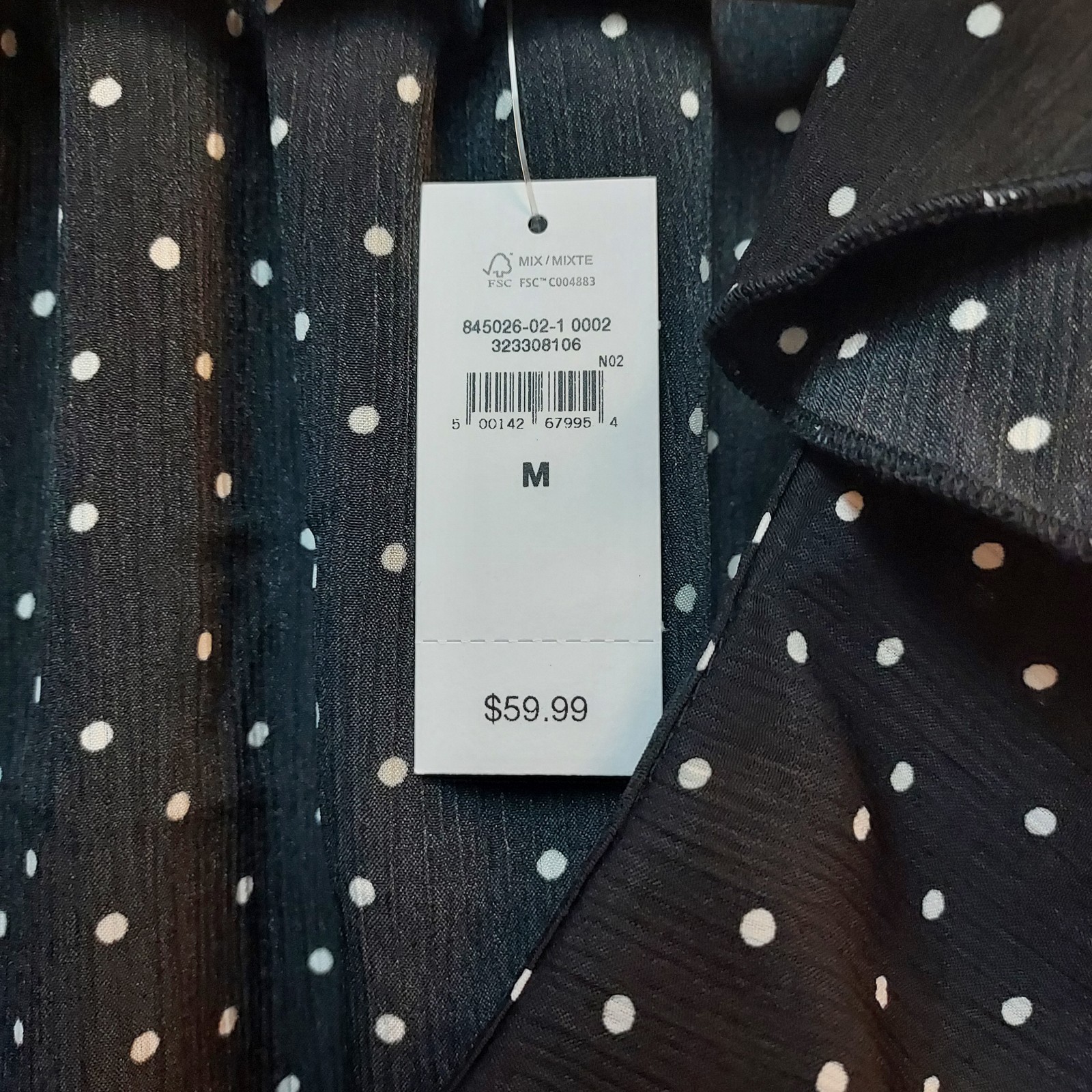 NWT Gap Ruffle V-Neck Top Womens Sz Medium, Black Polka-Dot, School Office