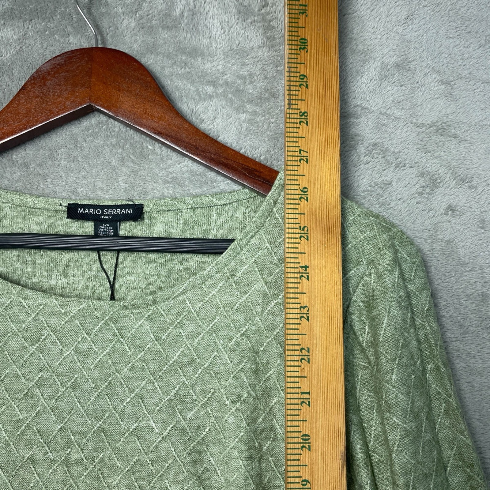 Mario Serrani Women’s L Green Long-Sleeve Textured Knit Top Rayon Blend F1101