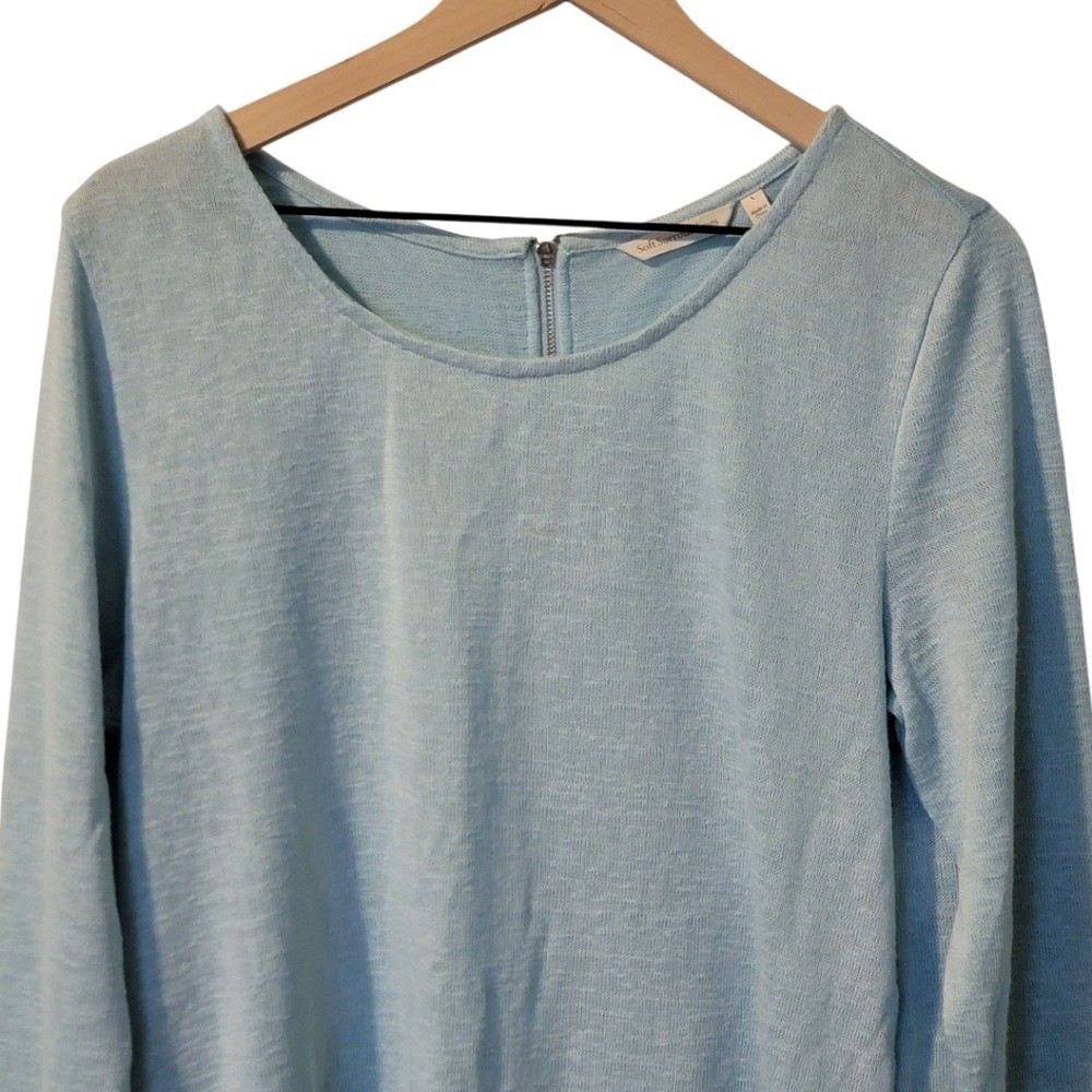 Soft Surroundings Audley Back Zipper Light Blue Top L