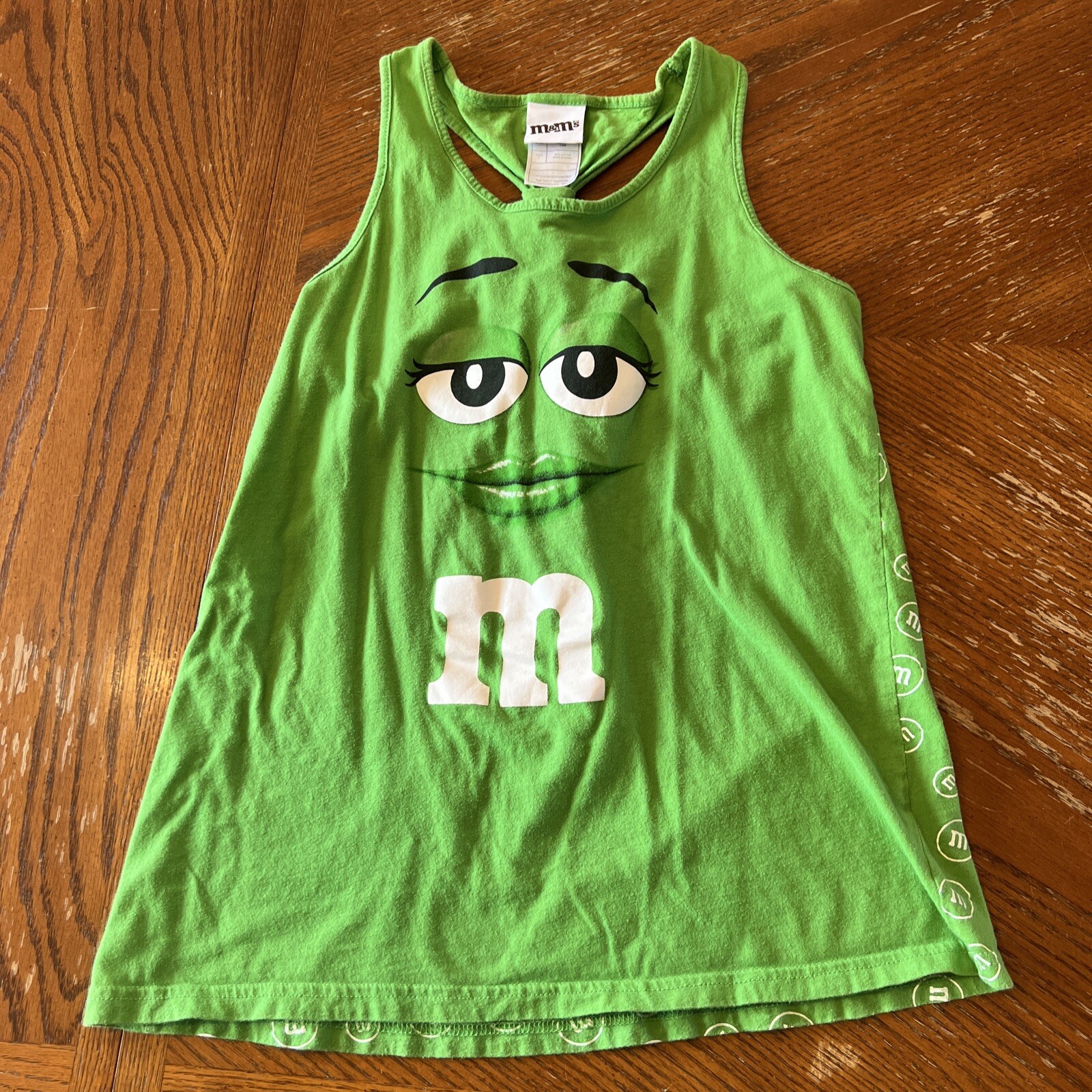 Green M&M Sweets Candy Ladies Racer Back T-shirt