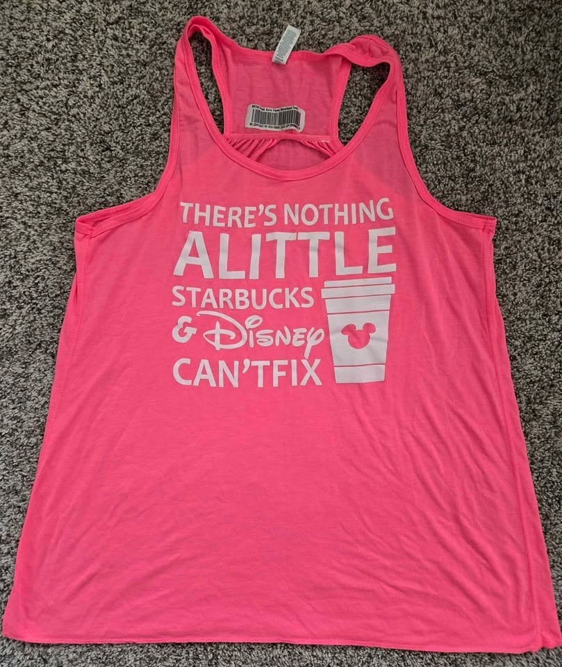 Bella+Canvas XL Neon Pink Starbucks Disney Mickey Mouse Racerback Tank Top New